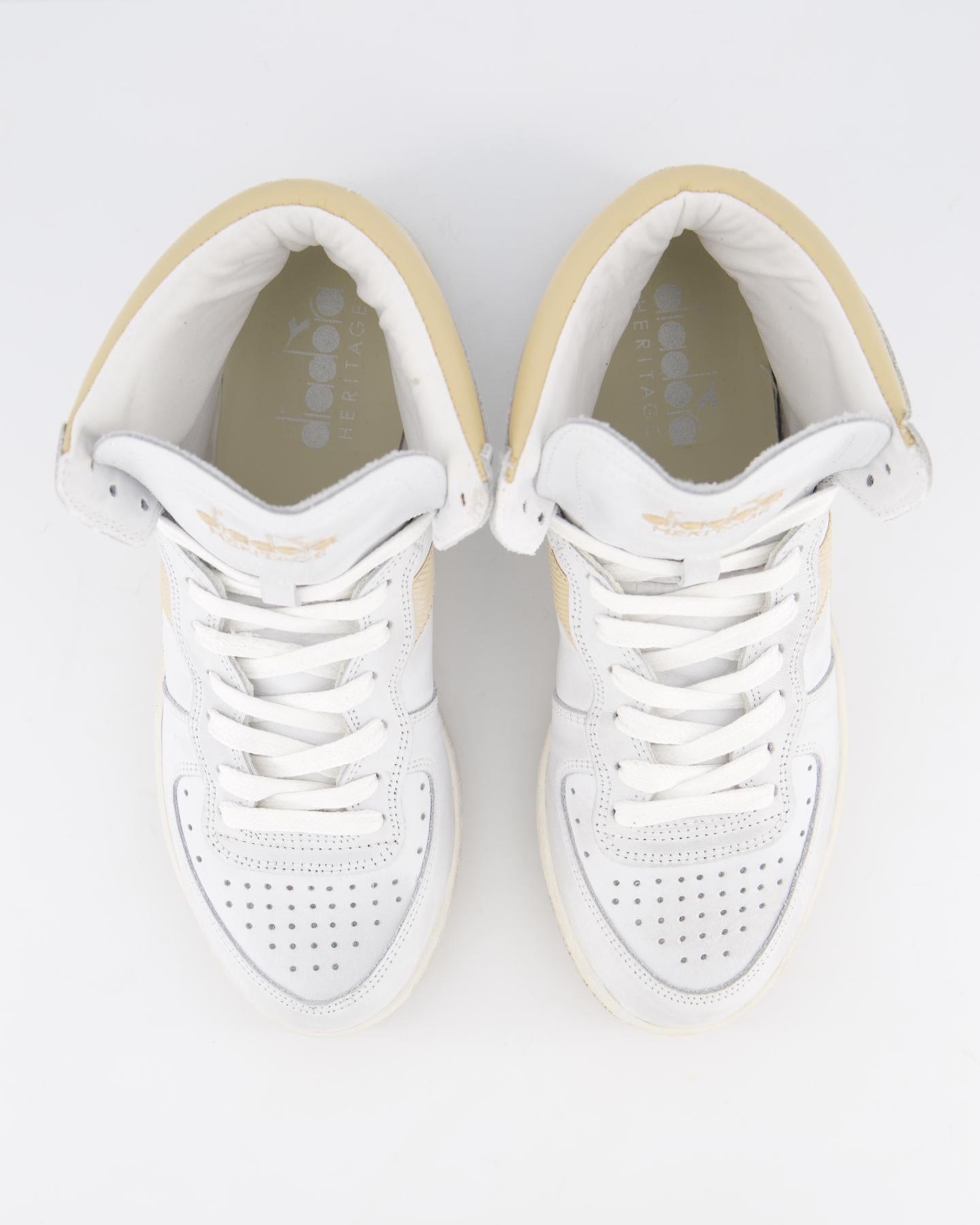Diadora Dames Mi Basket Used White/Yellow - Eleganza.nl
