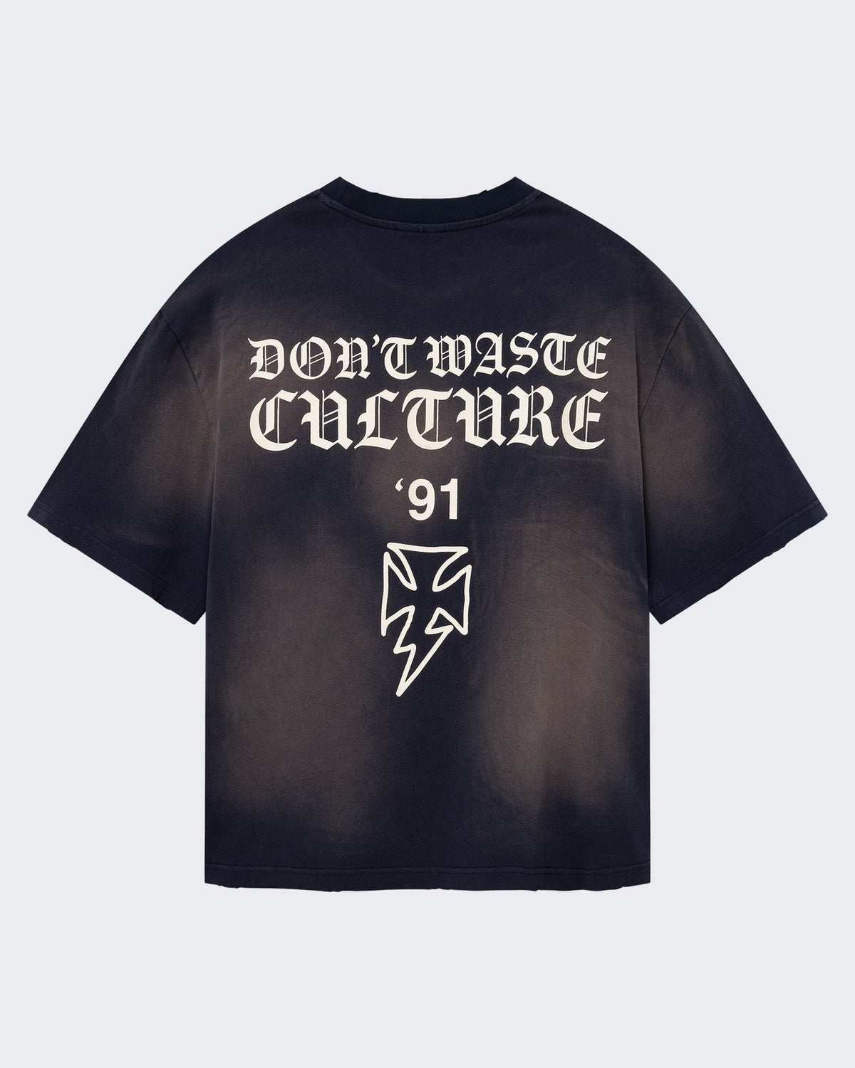 Don't Waste Culture Heren T-shirt met verwassen marine effect Blauw - Eleganza.nl