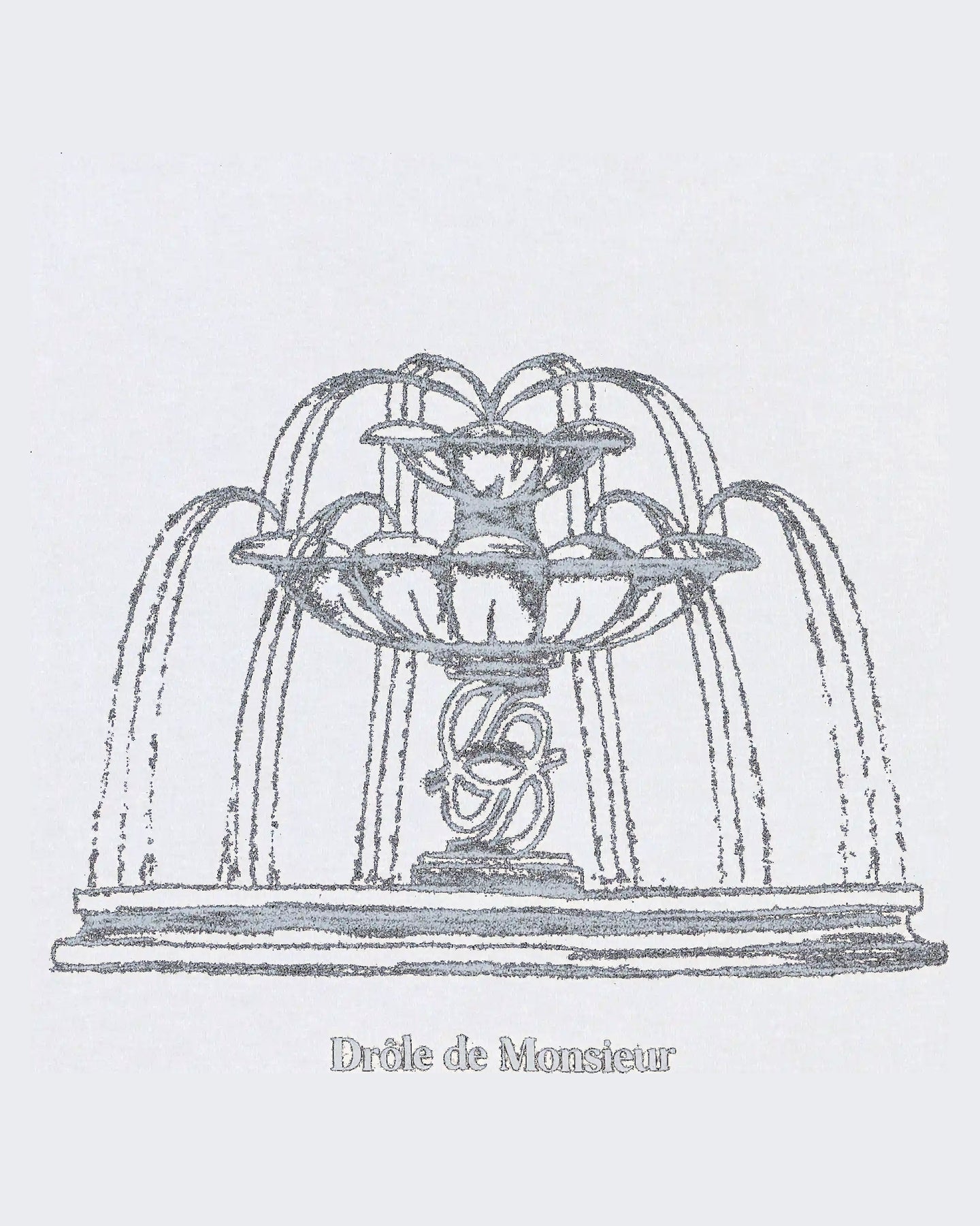 Drole De Monsieur Heren Fountain T-shirt met fontein print Blauw - Eleganza.nl
