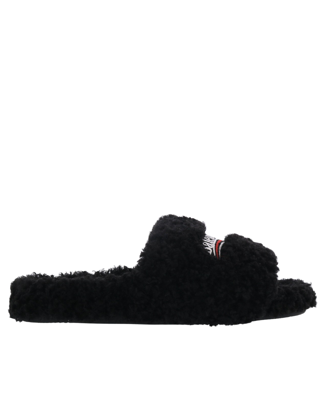 Dames Furry Slide Sandal Zwart