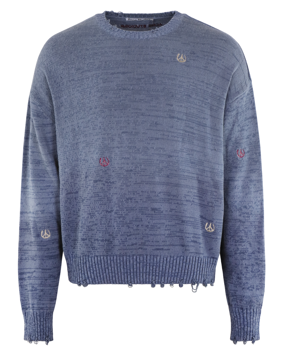 Heren Knitted Crewneck Jumper Blauw