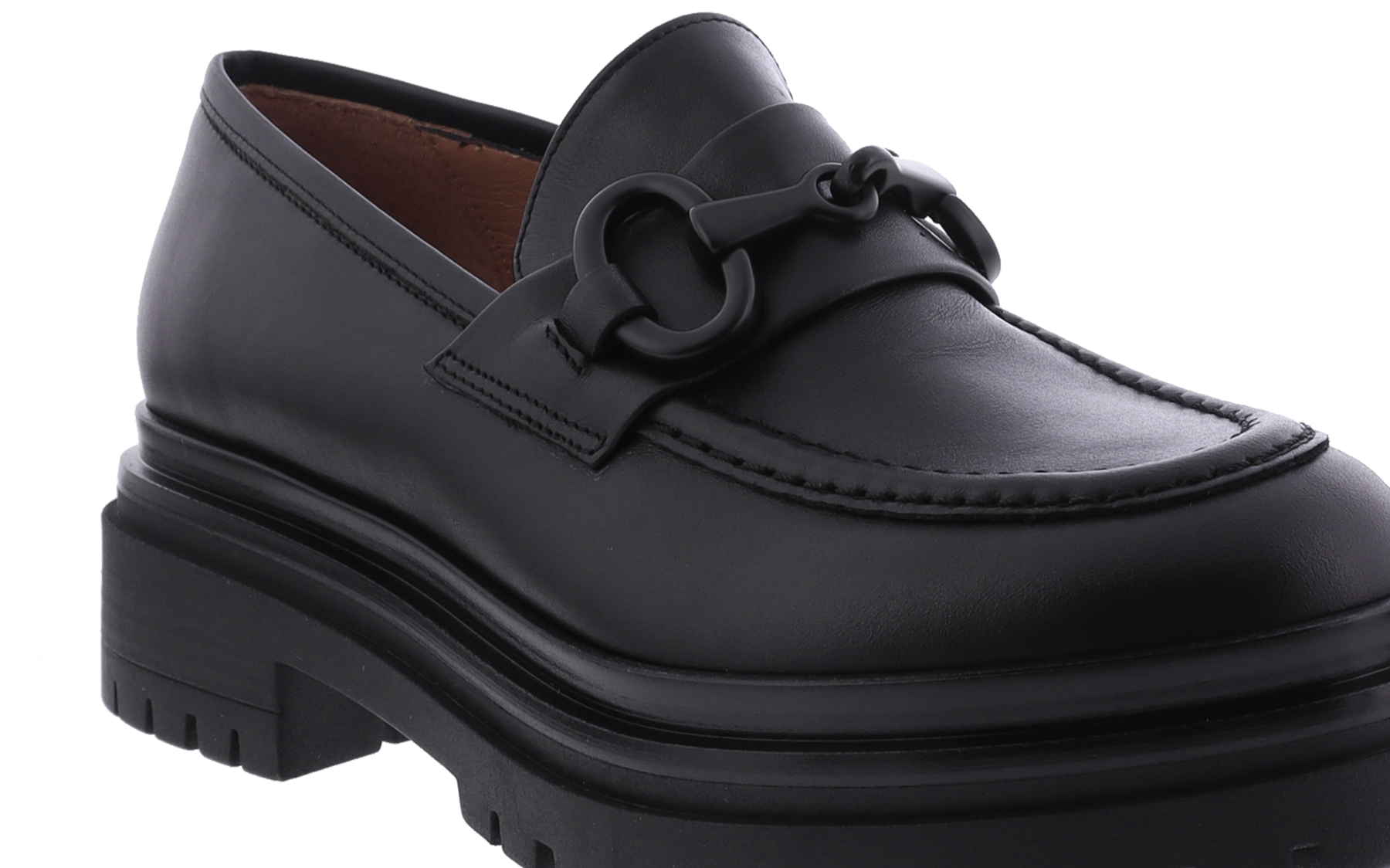 Dames Chunky Loafer Leer Zwart