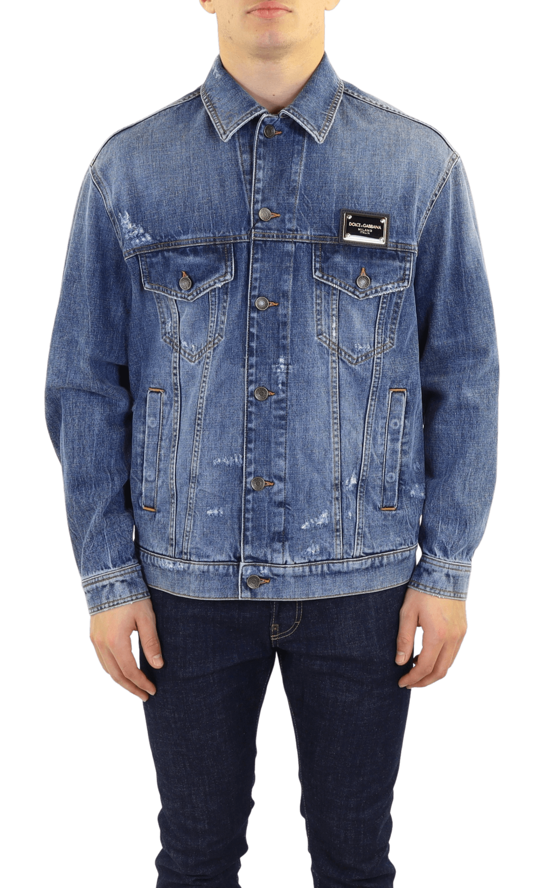 Heren Denim Jacquet met plaque