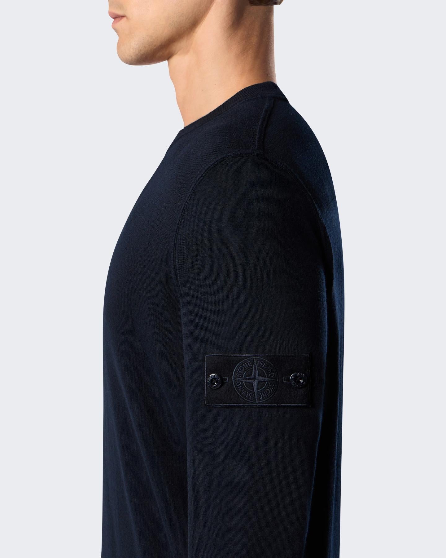 Heren Logo Patch Sweater Wool Blauw