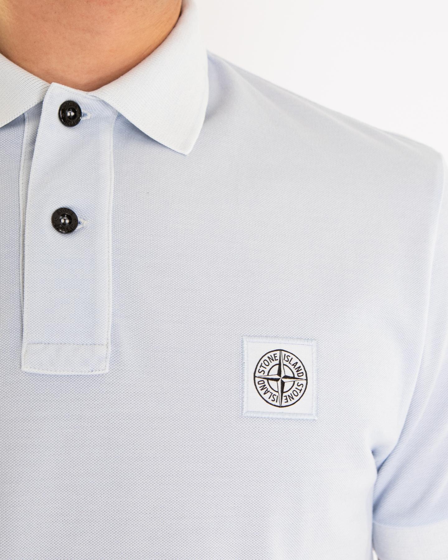 Heren Pique Compass Polo Sky Blue
