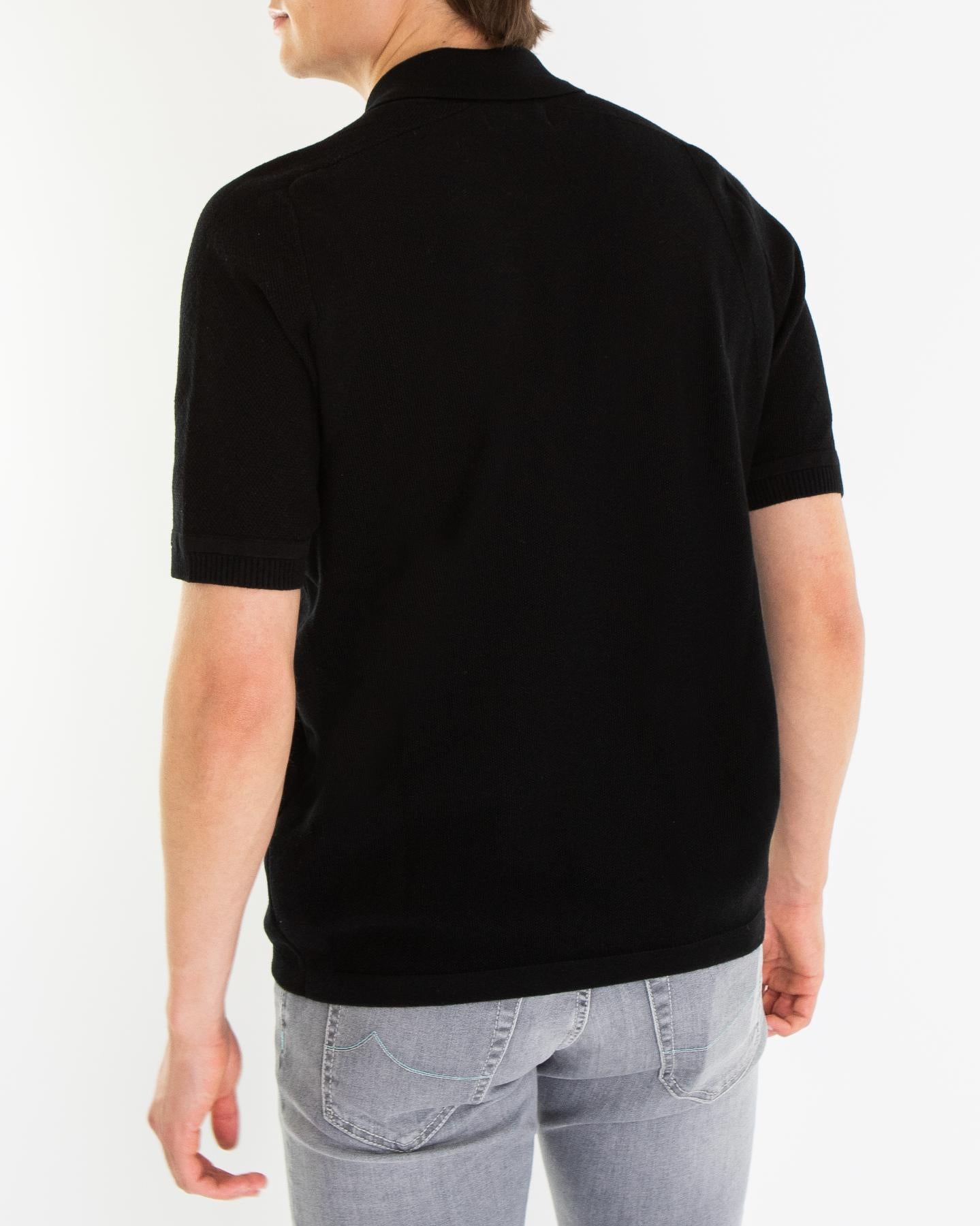 Heren Compass Patch Polo Zwart