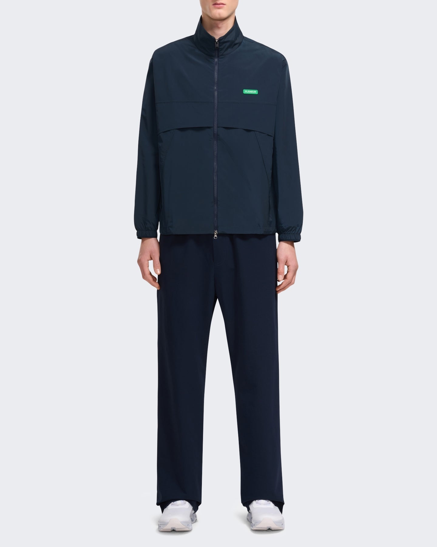 FLÂNEUR Heren Badge track jacket met embleem Blauw - Eleganza.nl