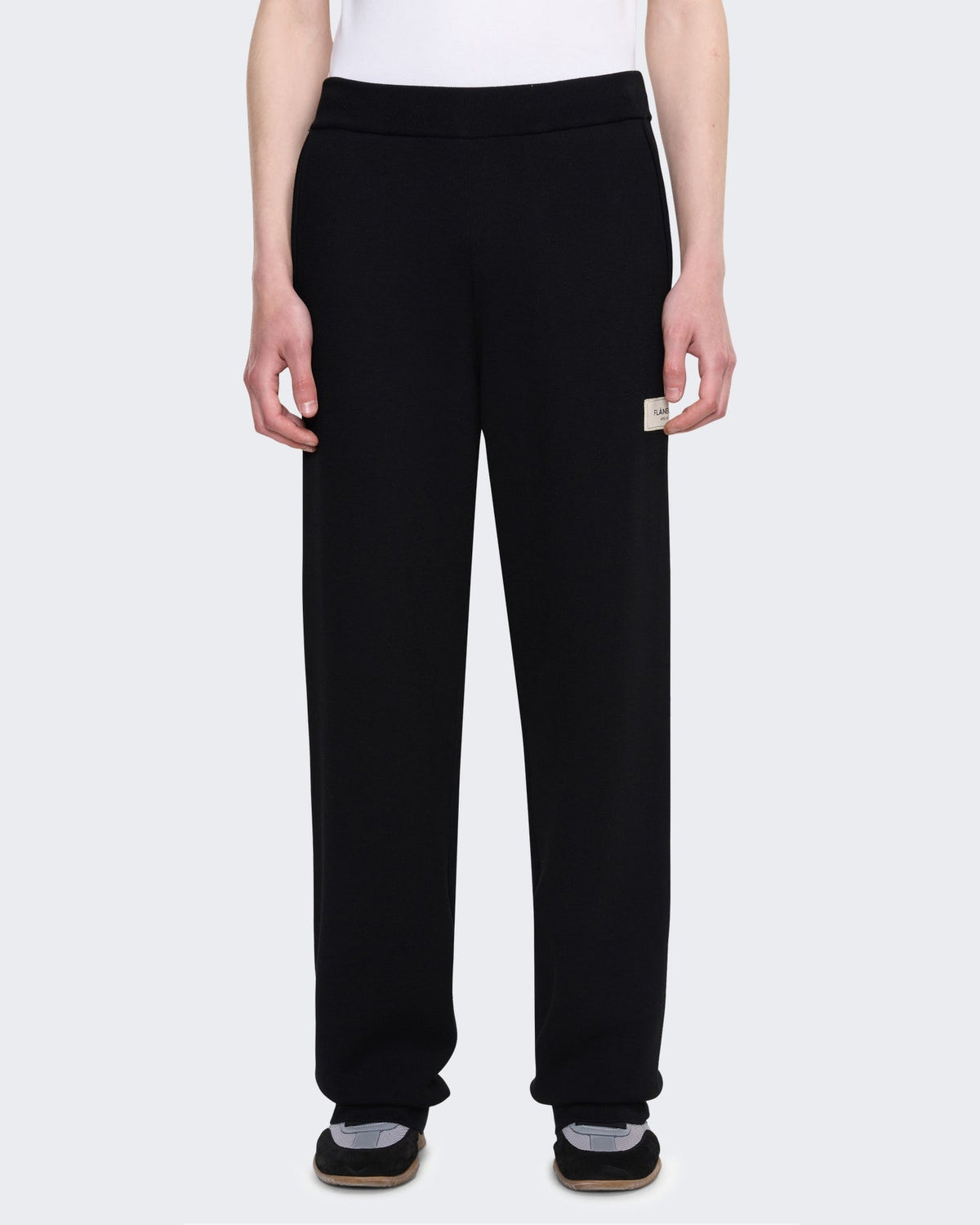 FLÂNEUR Heren Gebreide broek met getailleerde pasvorm Zwart - Eleganza.nl
