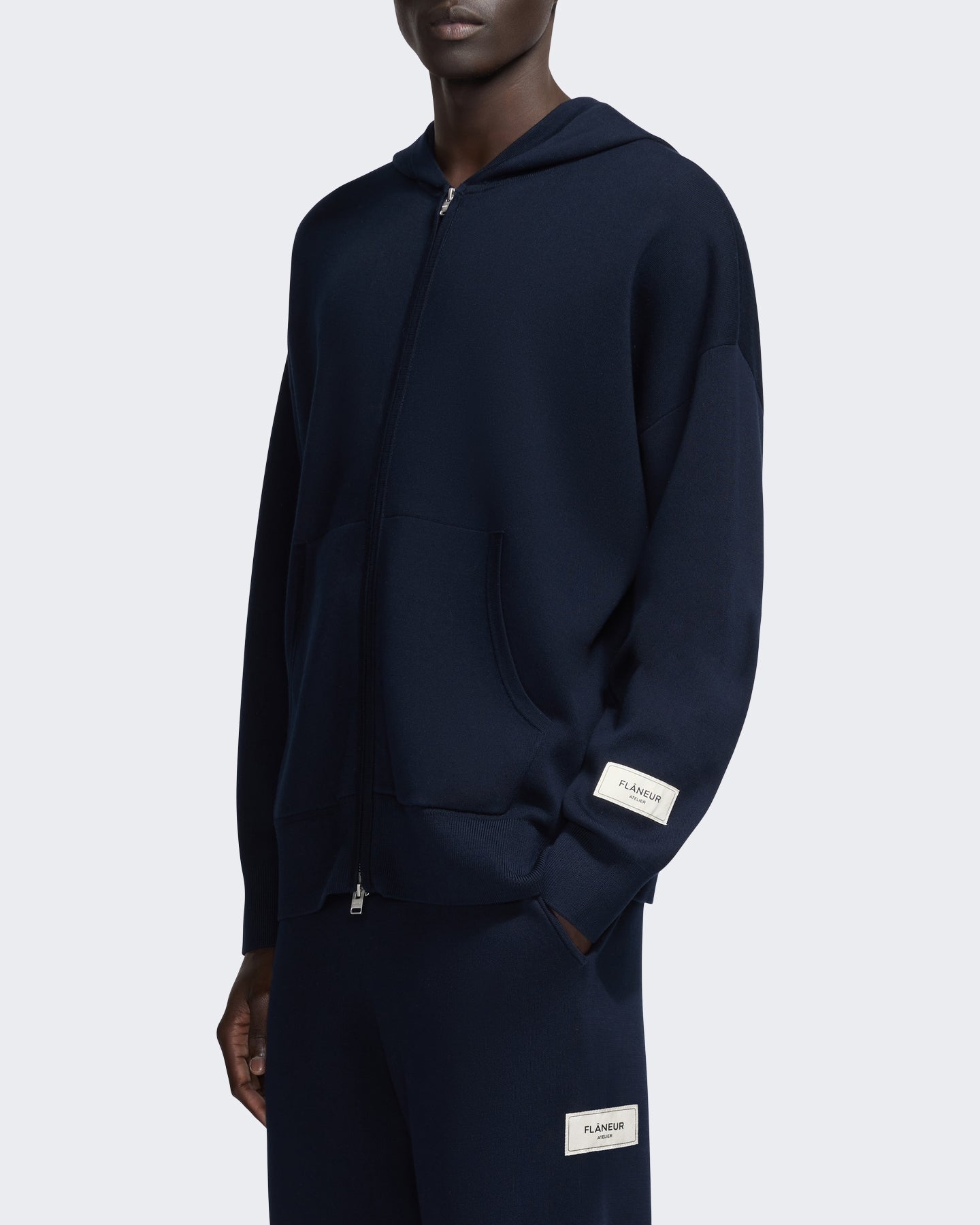 FLÂNEUR Heren Gebreide sweater met rits Blauw - Eleganza.nl
