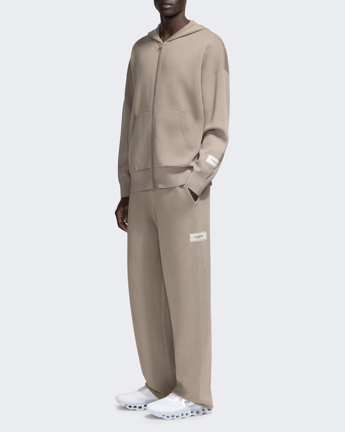 FLÂNEUR Heren Gebreide sweater met rits in Beige - Eleganza.nl