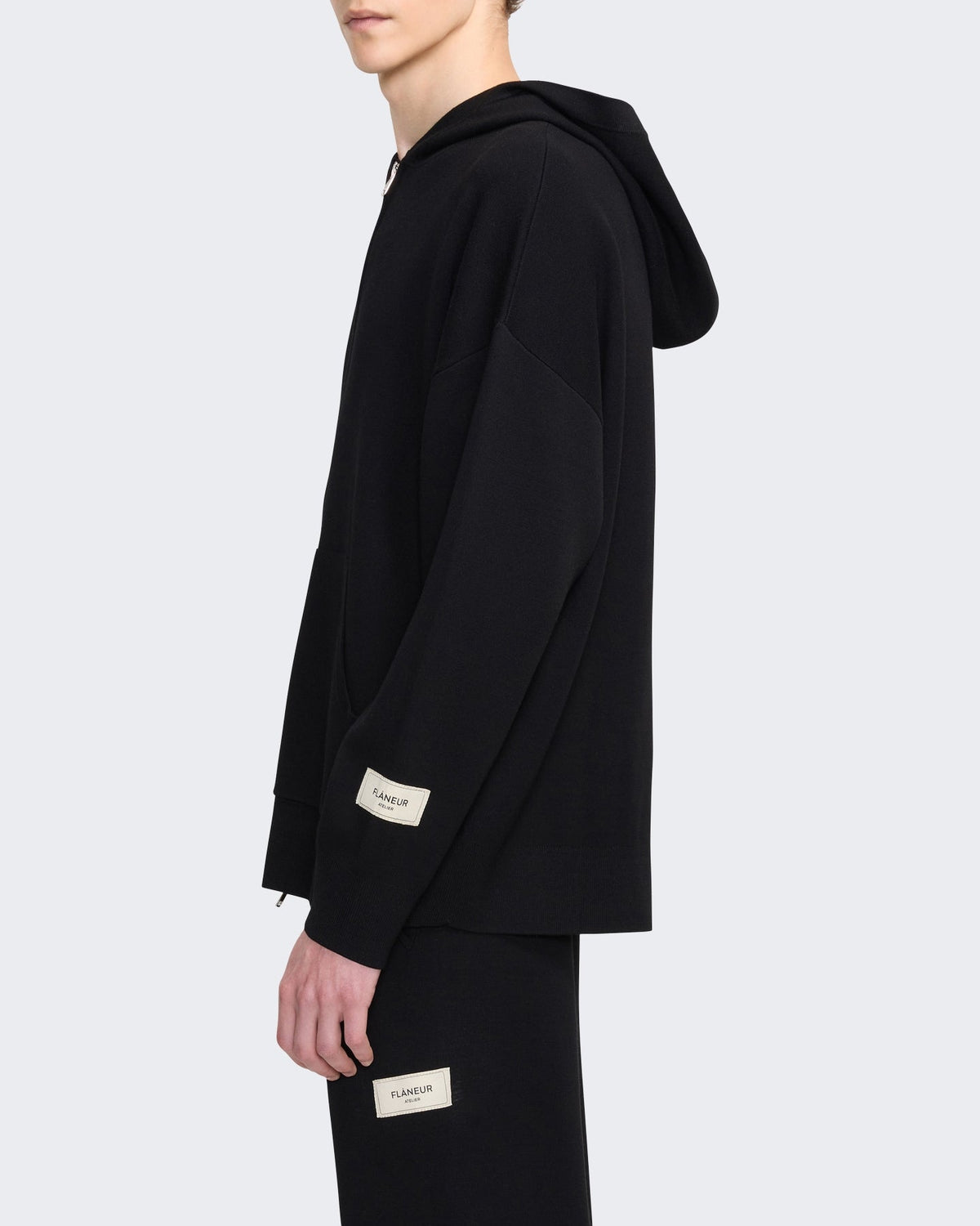 FLÂNEUR Heren Gebreide sweater met rits Zwart - Eleganza.nl