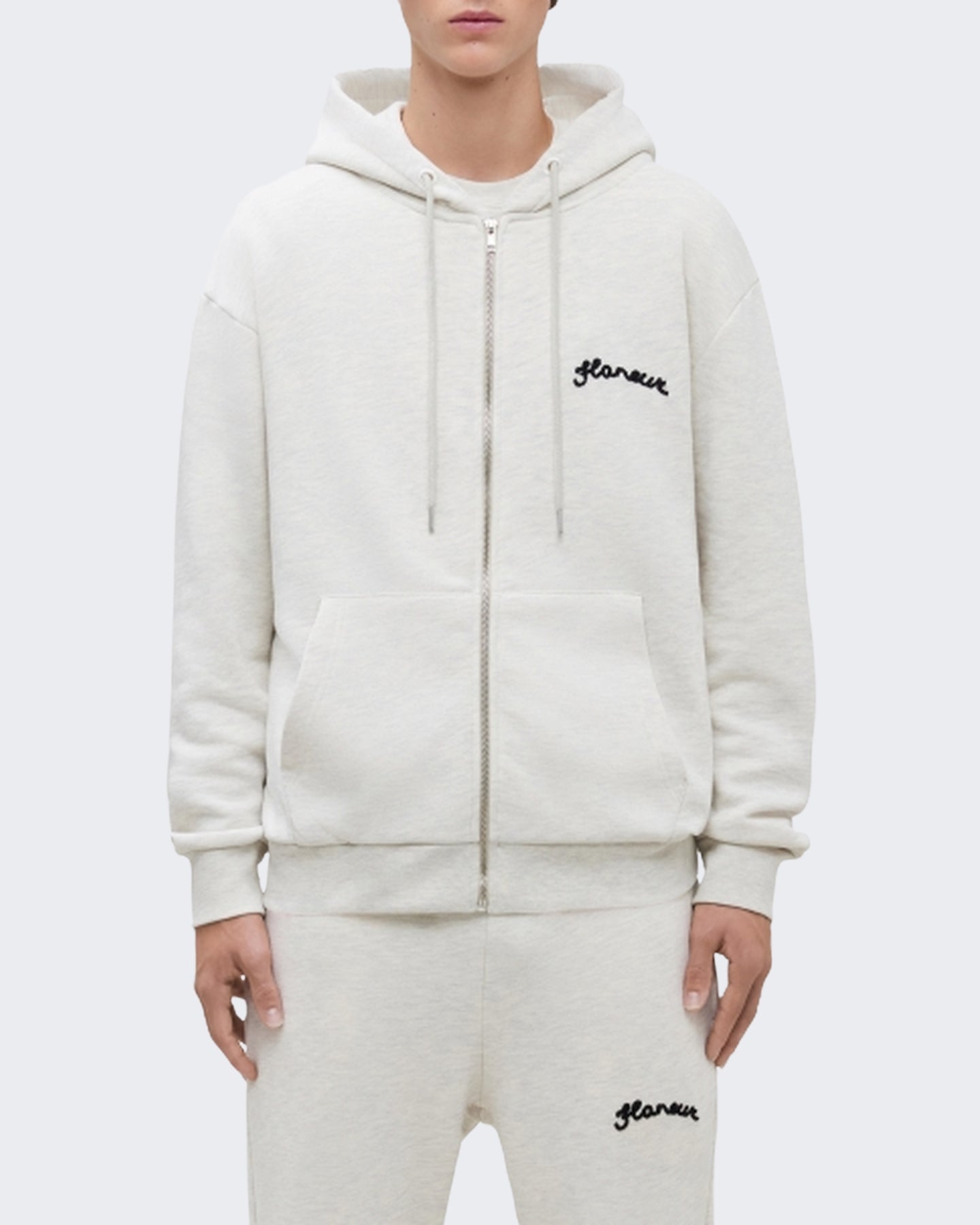 FLÂNEUR Heren Hoodie met rits en capuchon in grijs - Eleganza.nl