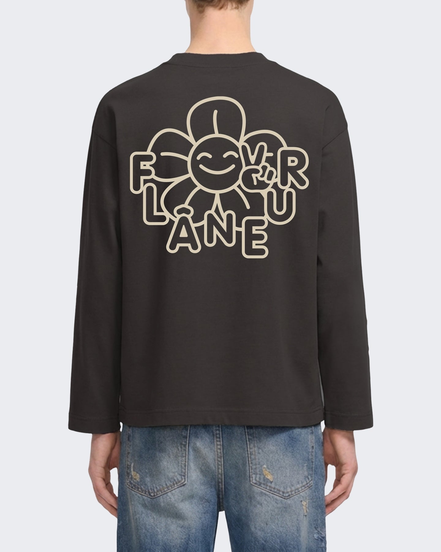 FLÂNEUR Heren Longsleeve shirt met bloemenprint Bruin - Eleganza.nl