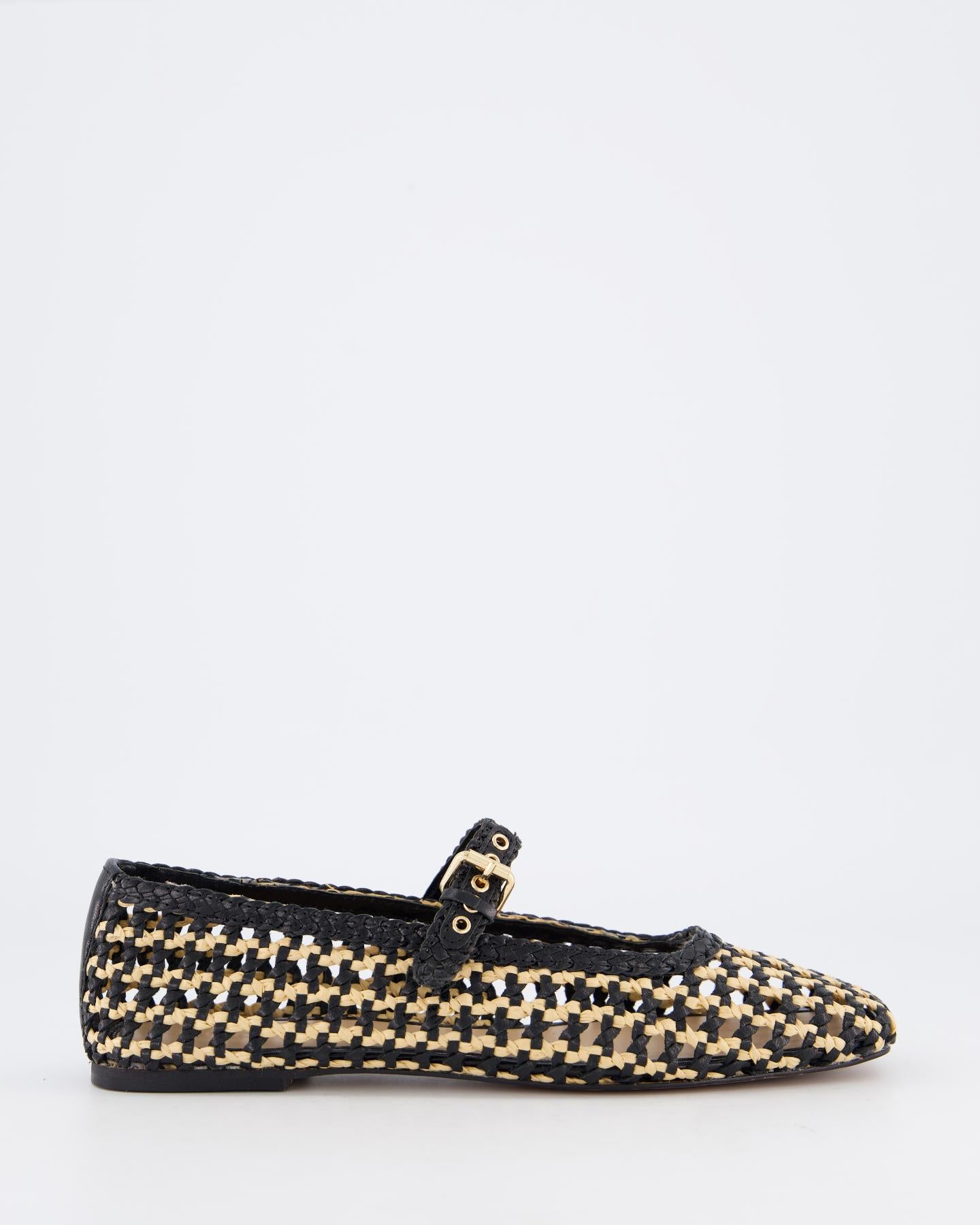 Dames Bicolor Woven Ballerina Zwart