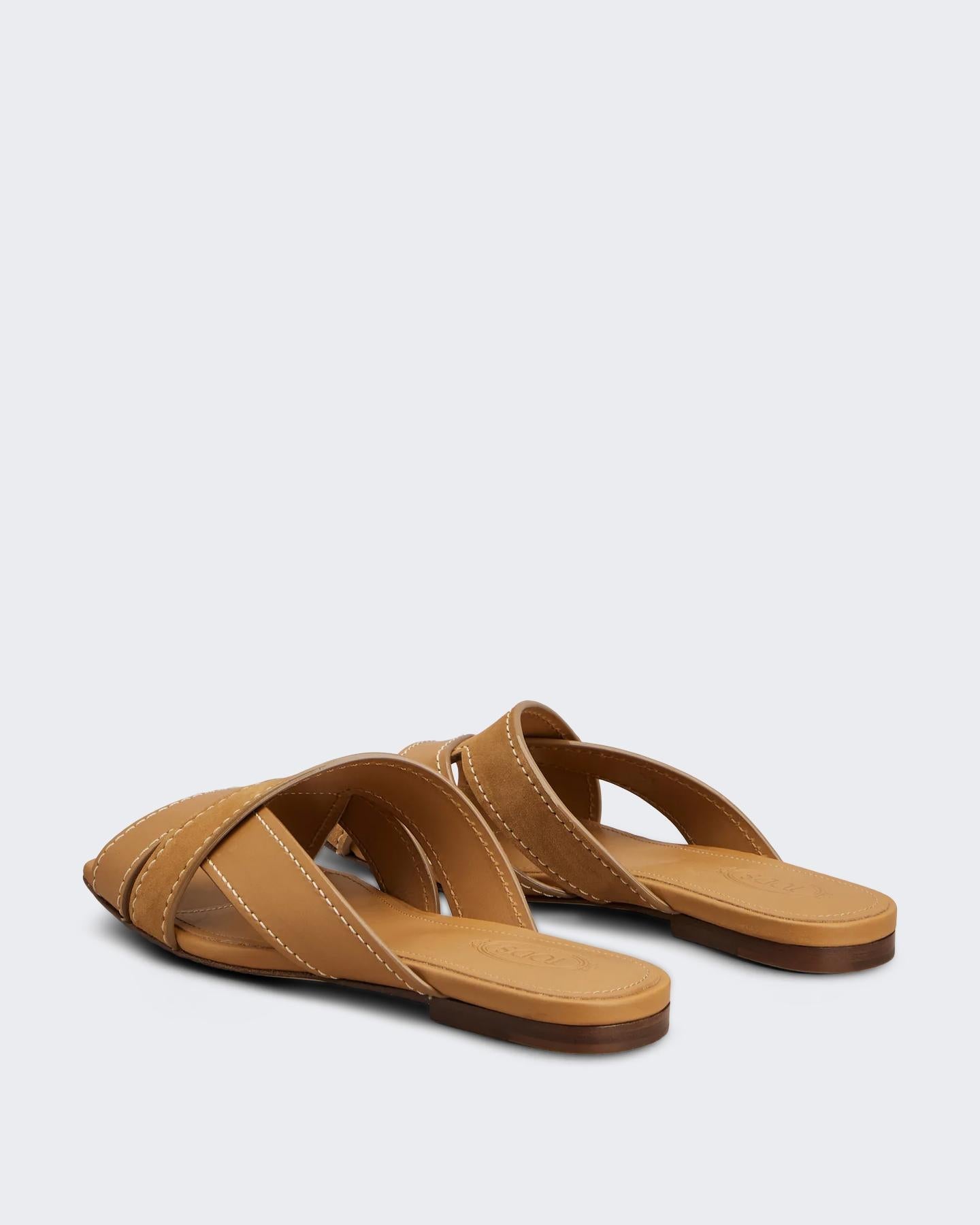 Dames Sand.Cuoio Flat 99L Fasce Incr