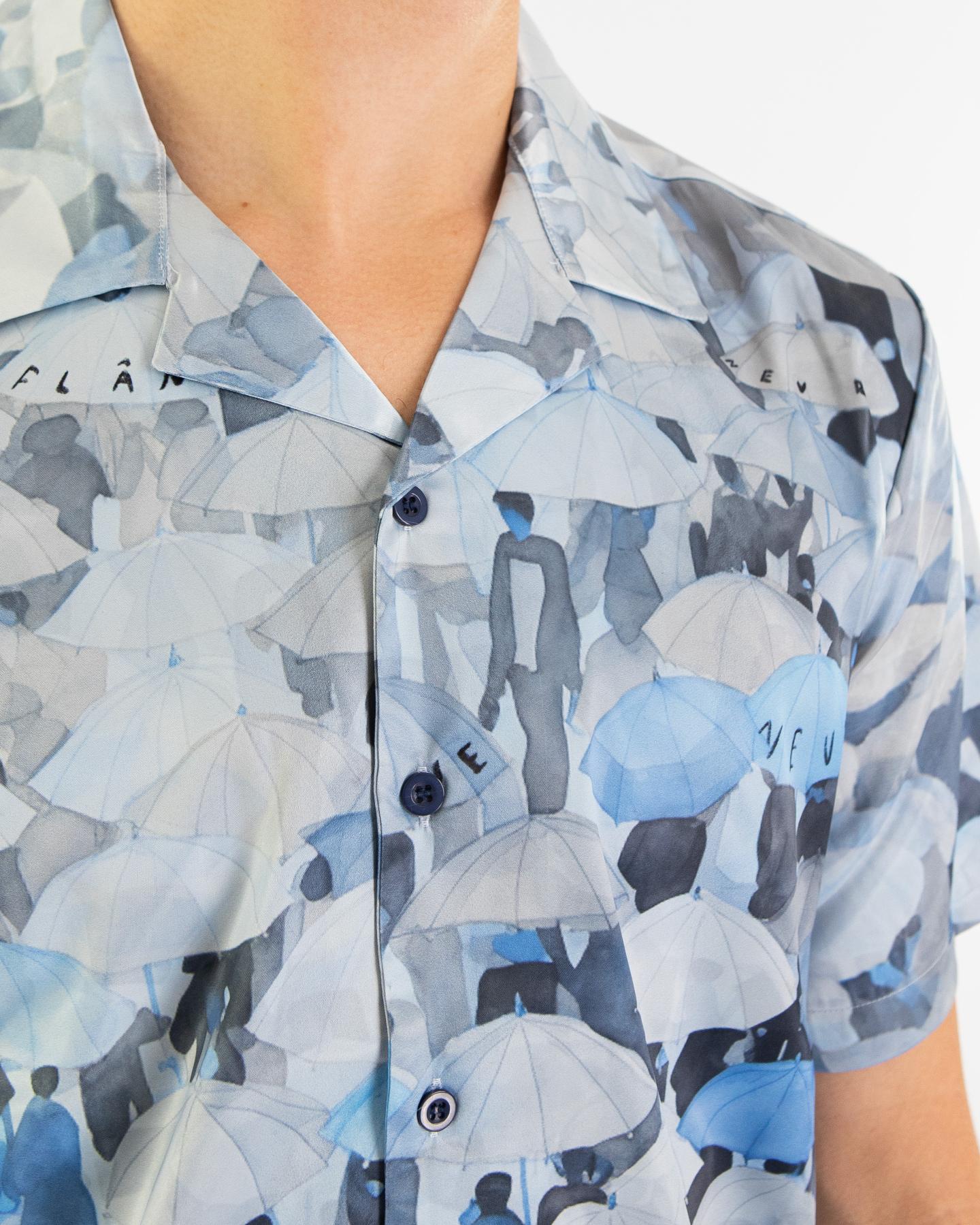 Heren Umbrella Viscose Shirt Blauw