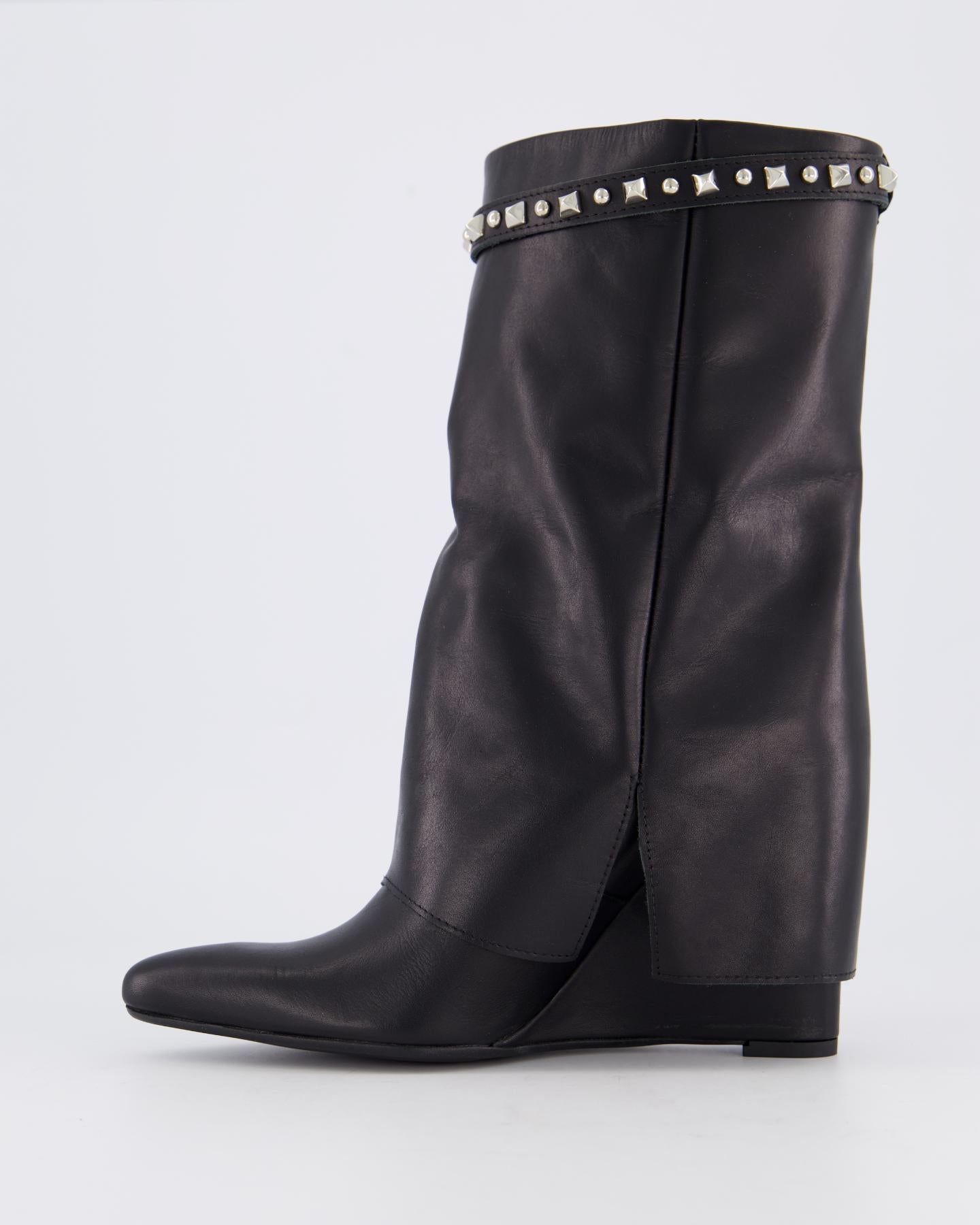 Gibaldi Dames Studded Leather Wedge Boot - Eleganza.nl