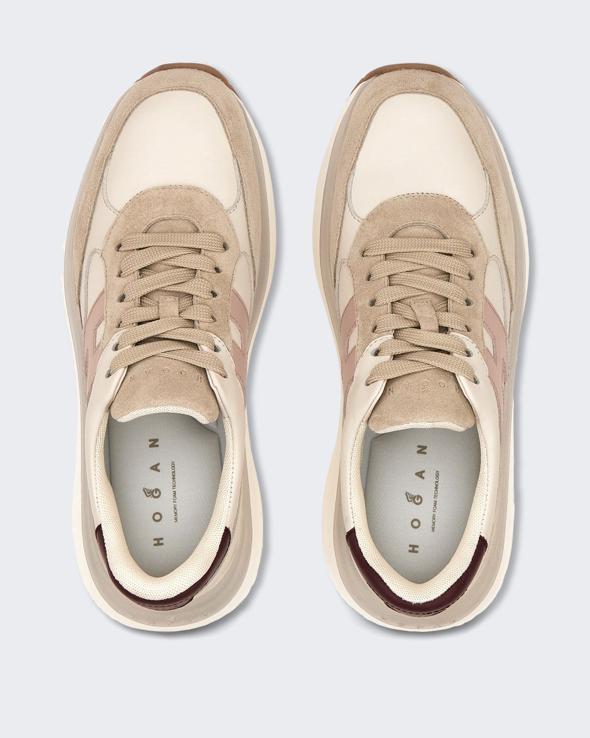 Hogan Dames Veterschoenen met H-detail Beige - Eleganza.nl