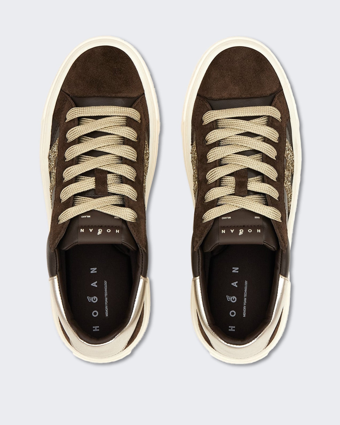 Hogan Dames Vetersneaker met H-logo Beige - Eleganza.nl