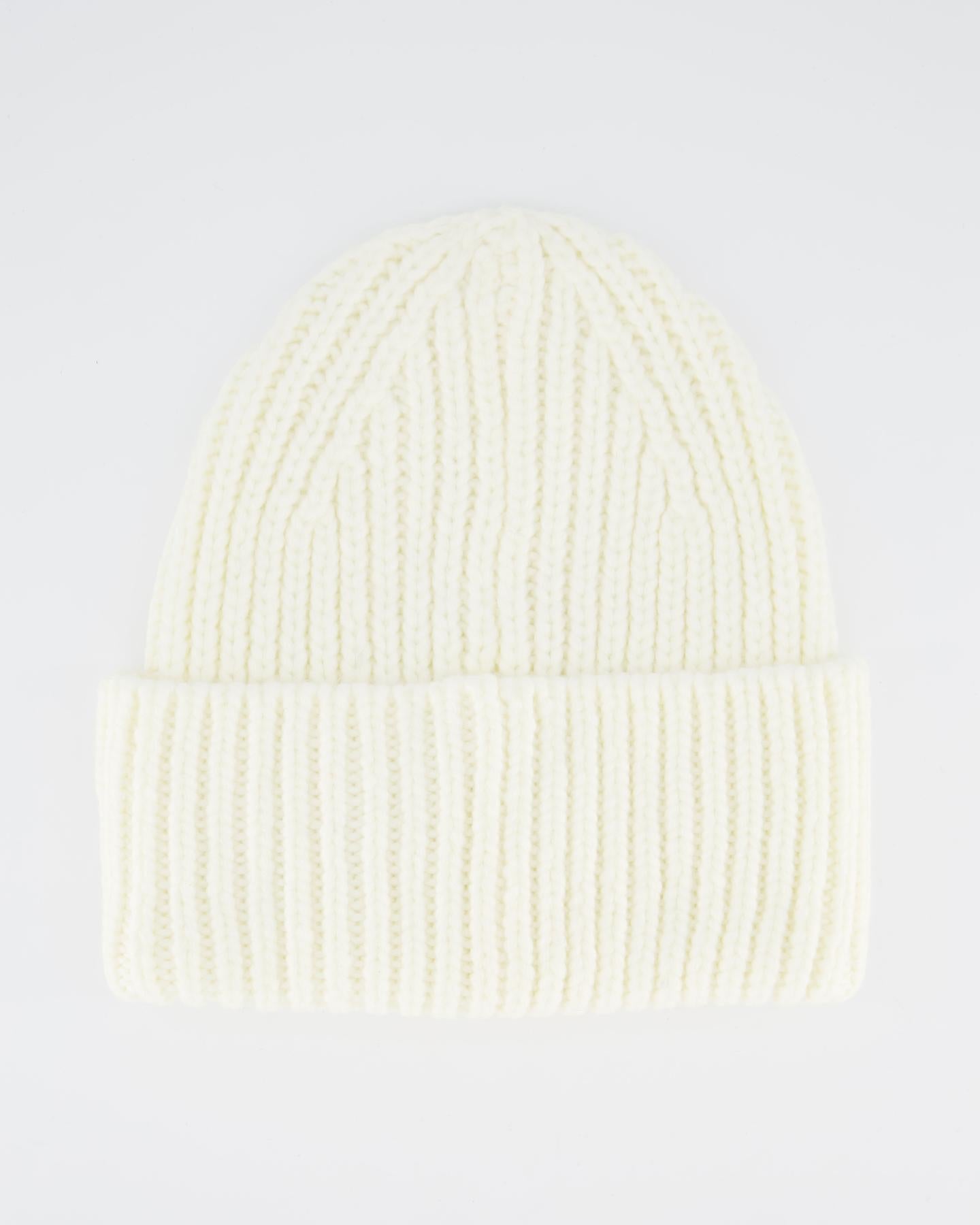 Dames Chunky Rib Beanie Wit