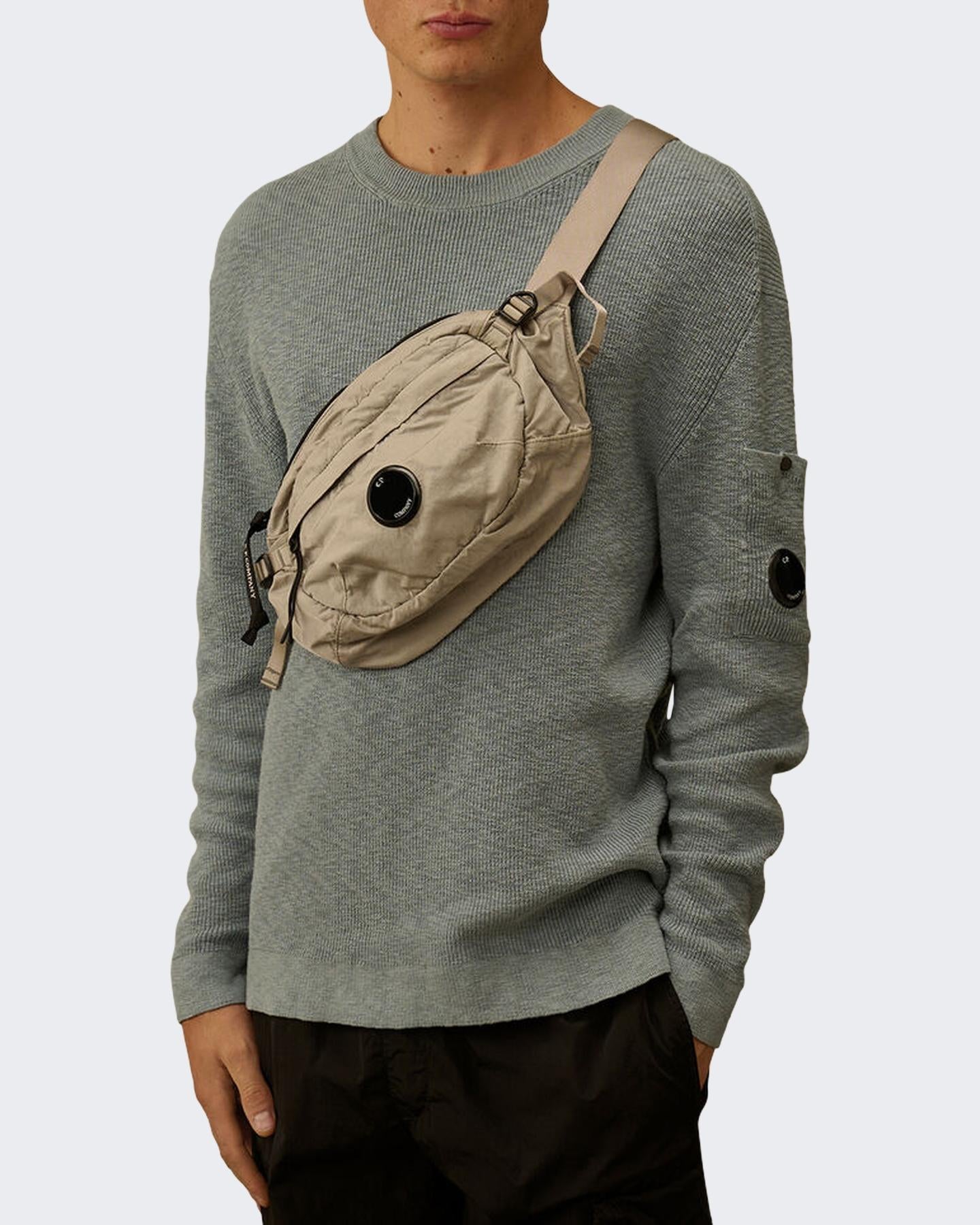 Heren Waist Lens Bag Grijs/Beige