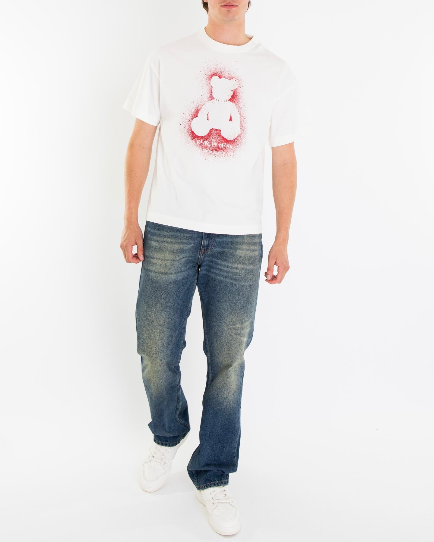 Heren Spray Bear T-Shirt Wit