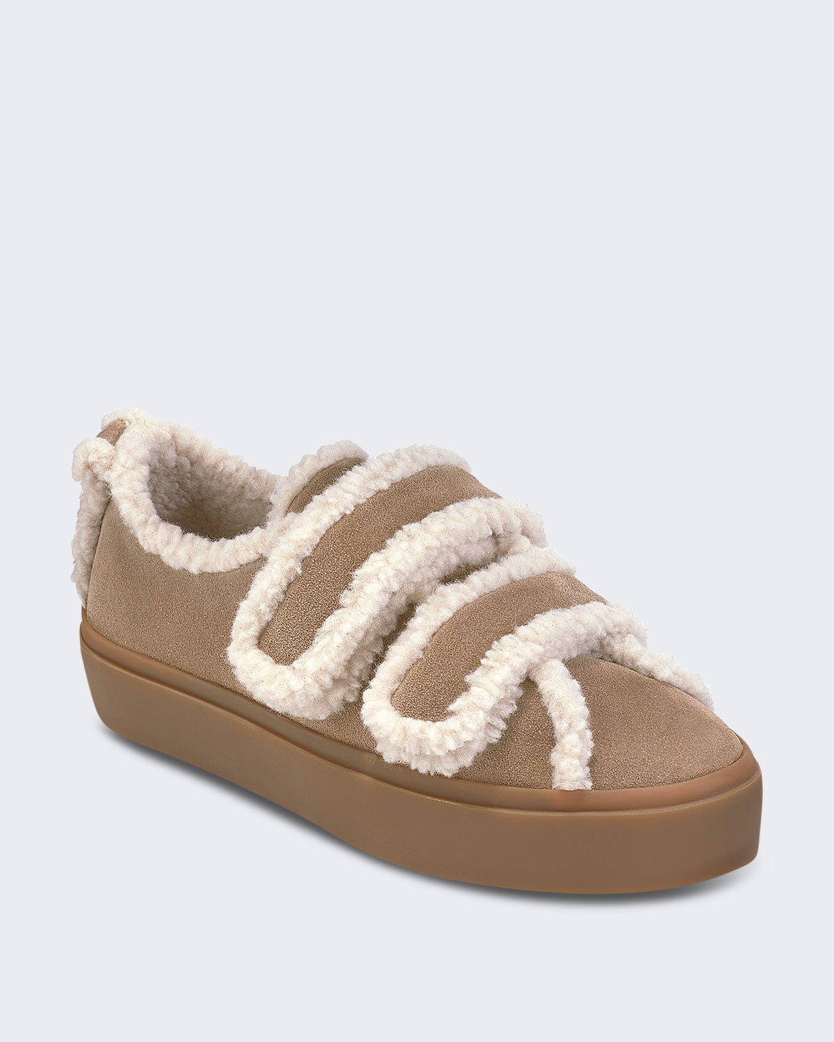 Inuikii Dames Lage laars met shearling en klittenband Beige - Eleganza.nl