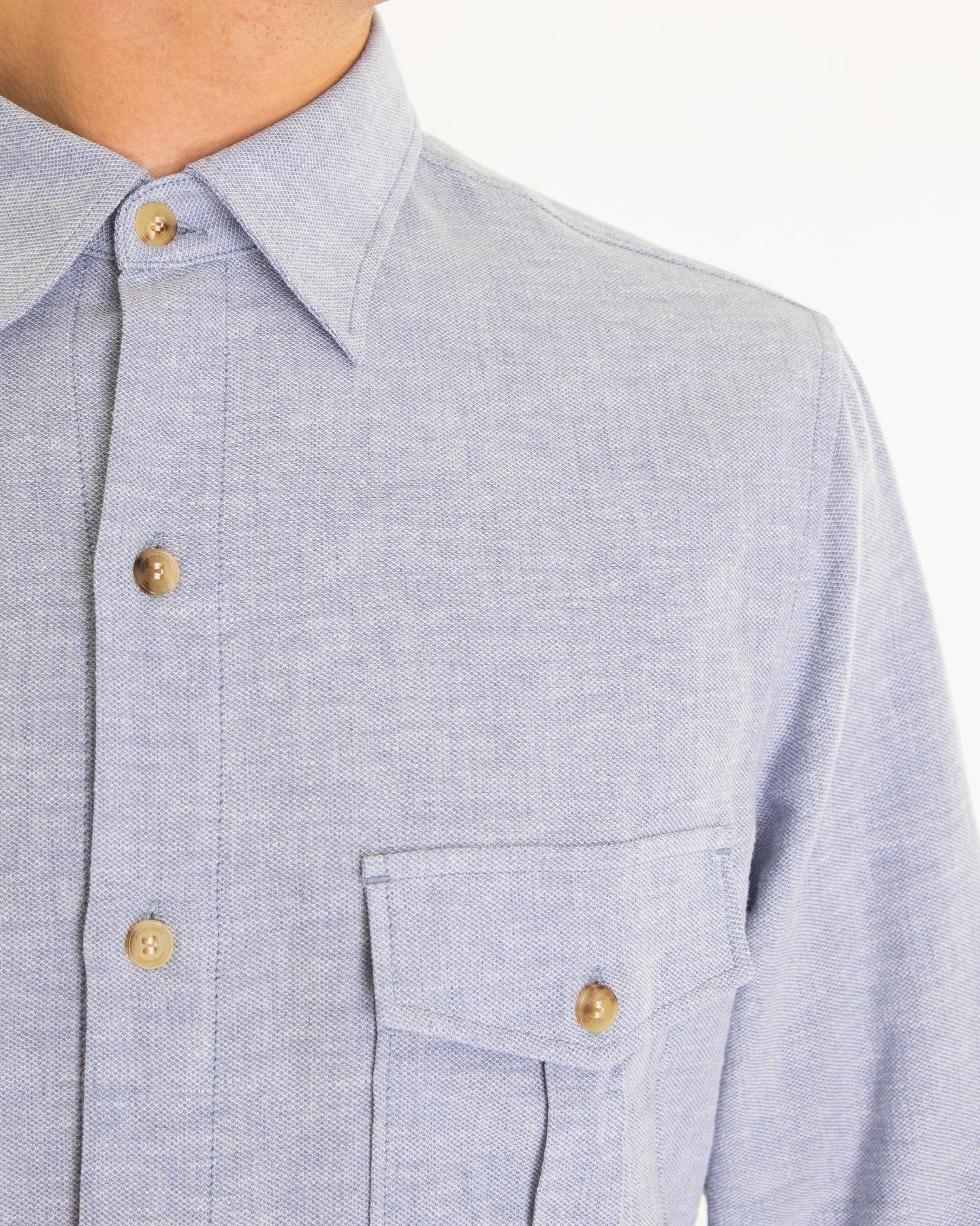 Heren Western Shirt Blauw