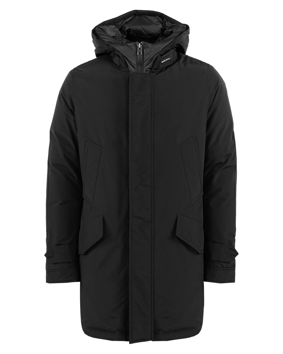 Heren Polar Hoge Kraag Parka Zwart