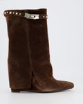 Damen-Wildleder-Keilstiefel mit Nieten