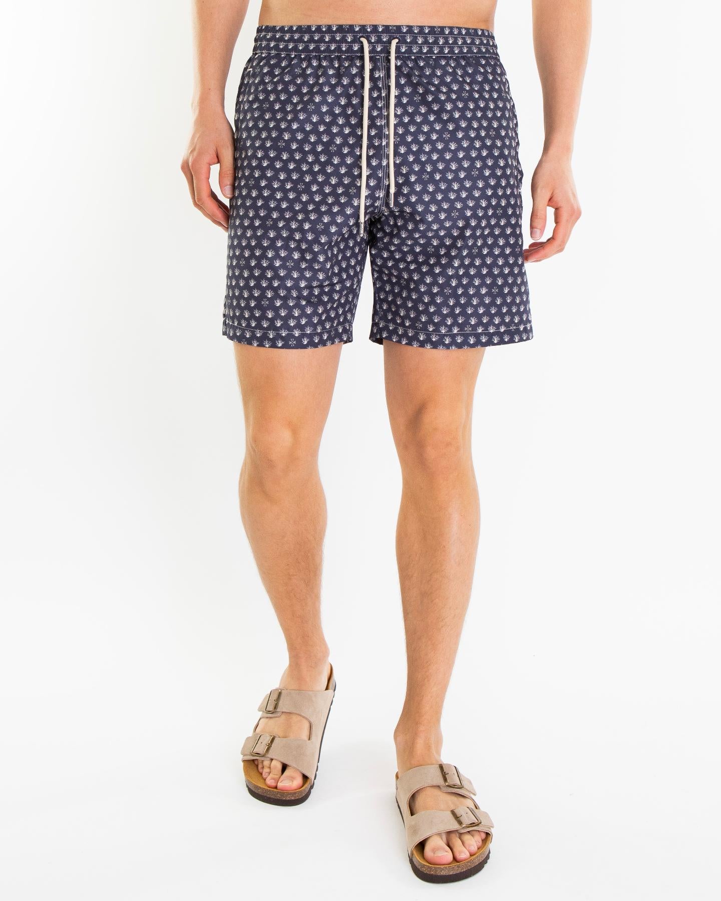 Heren Coral Print Beachwear Blauw