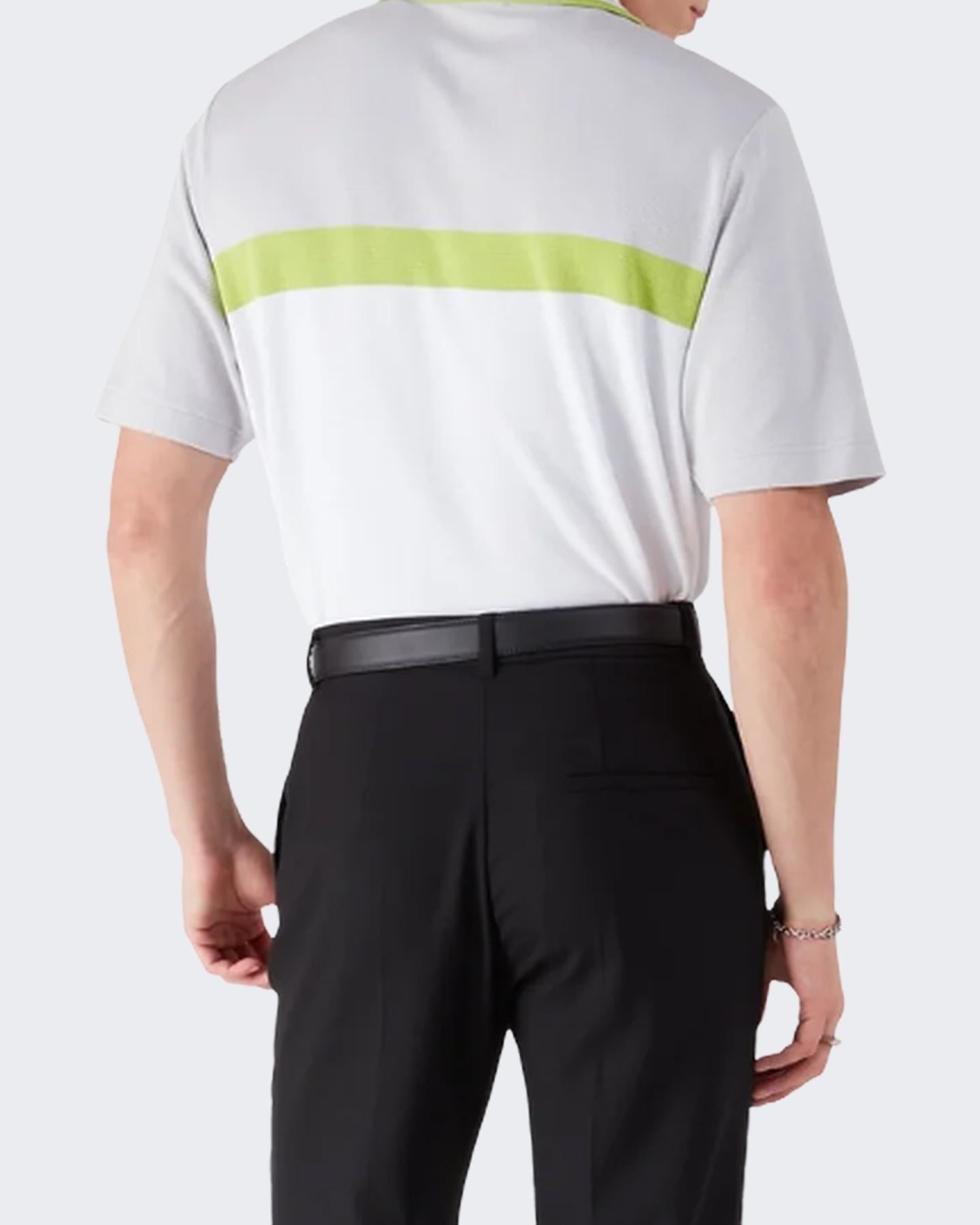 Heren Quarter Zip Polo Wit/Grijs