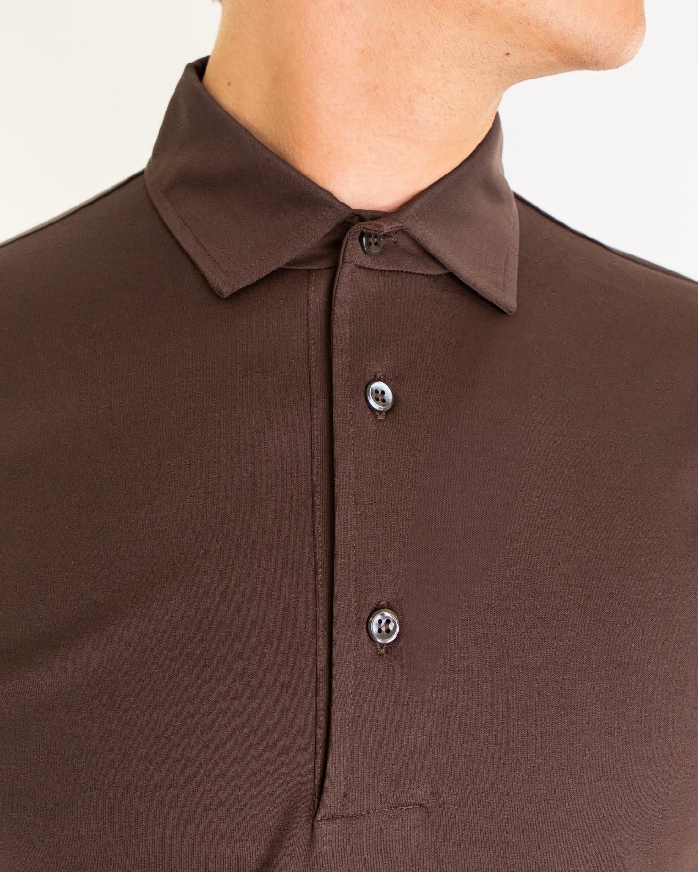 Heren Supima Polo Schiller Bruin