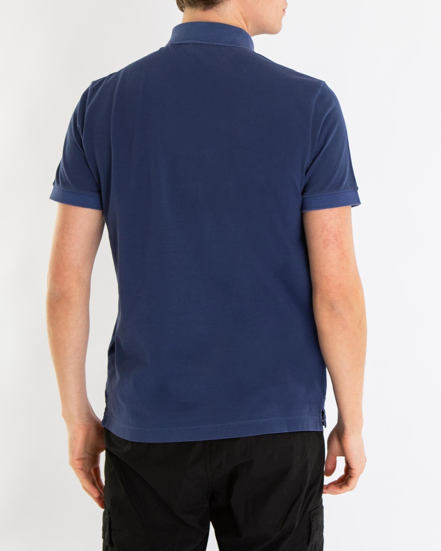 Heren Pique Compass Polo Blauw