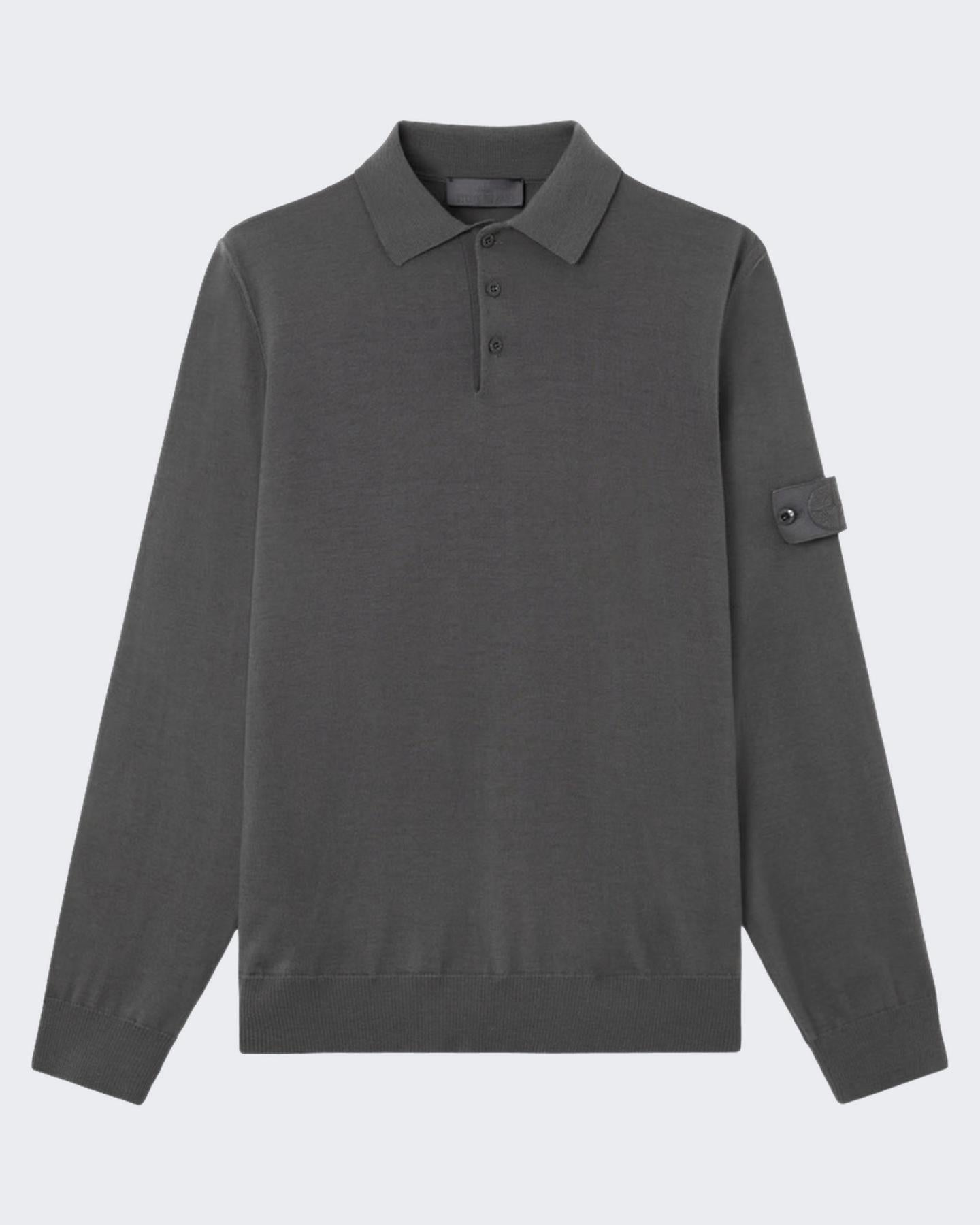 Heren Logo patch Poloshirt Grijs