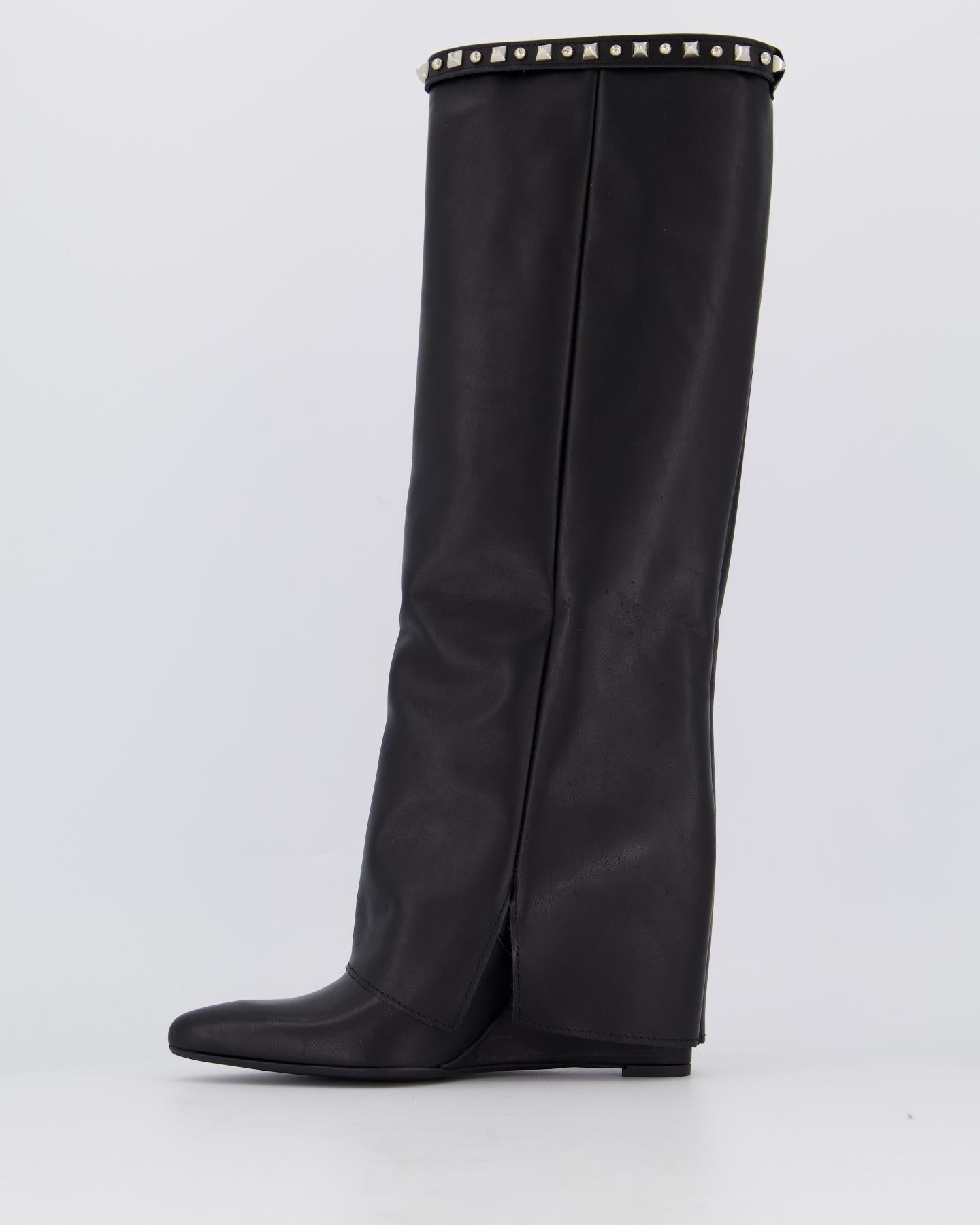 Dames Studded Leather Wedge Boot