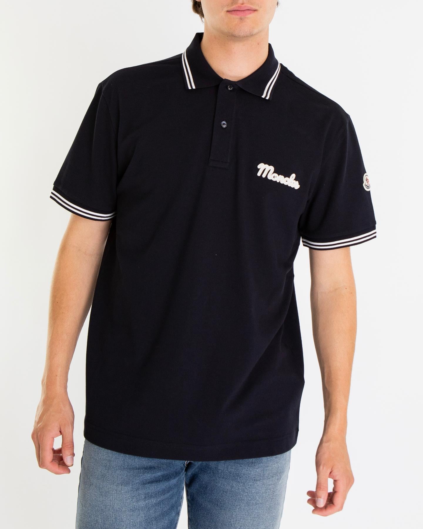 Heren Embroidered Logo Polo Blauw