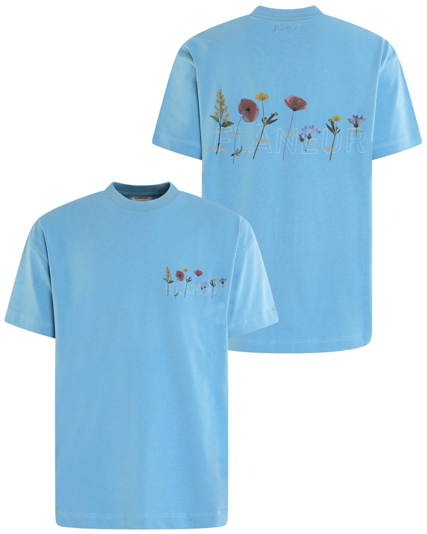 Heren Botanical T-Shirt Blauw