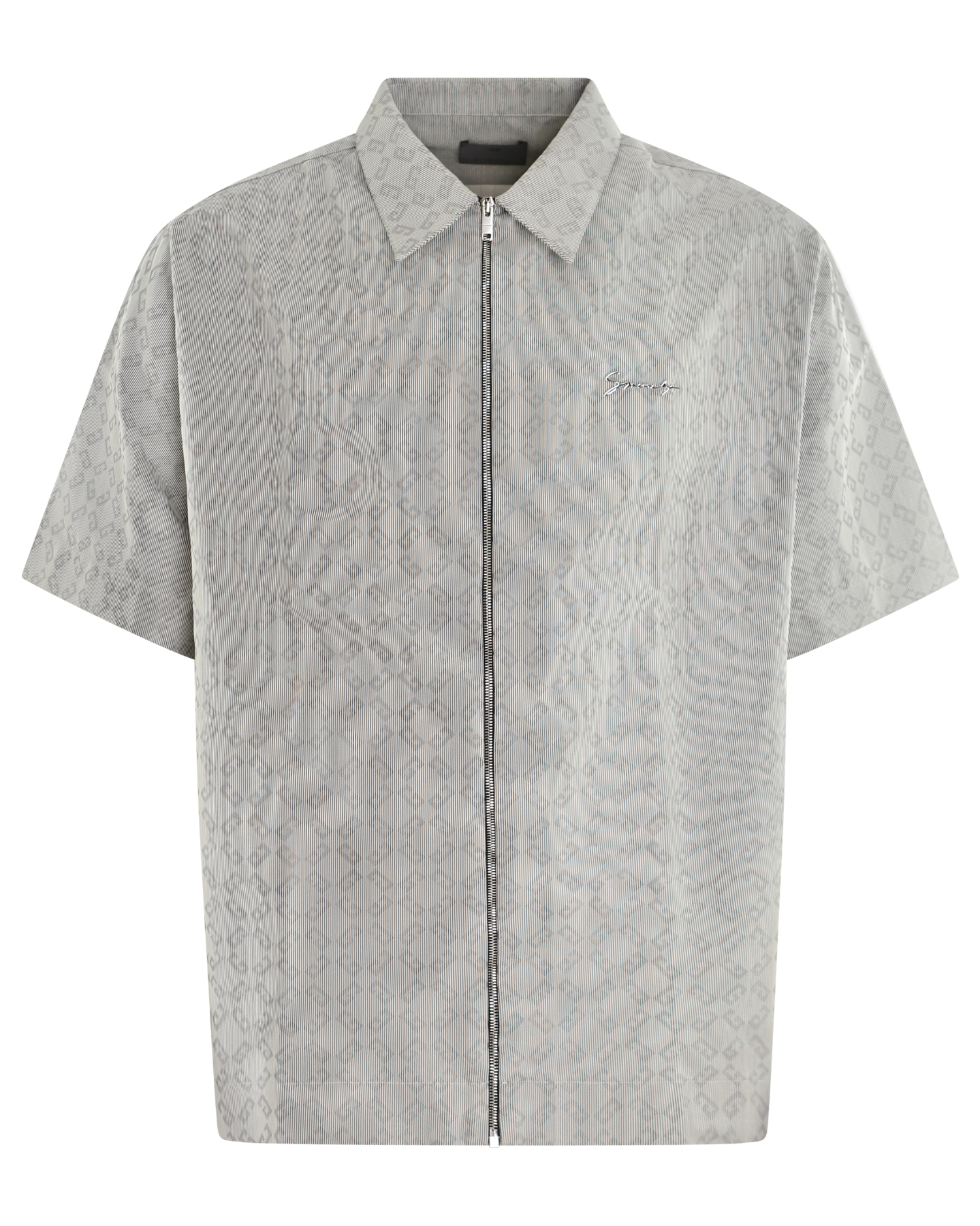 Heren Zipped Monogram Shirt Grijs