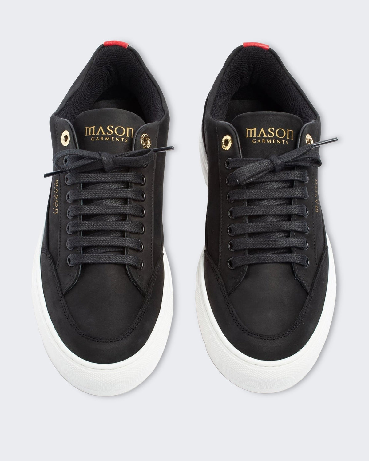 Mason Garments Heren Nubuck sneaker in zwart met witte details - Eleganza.nl