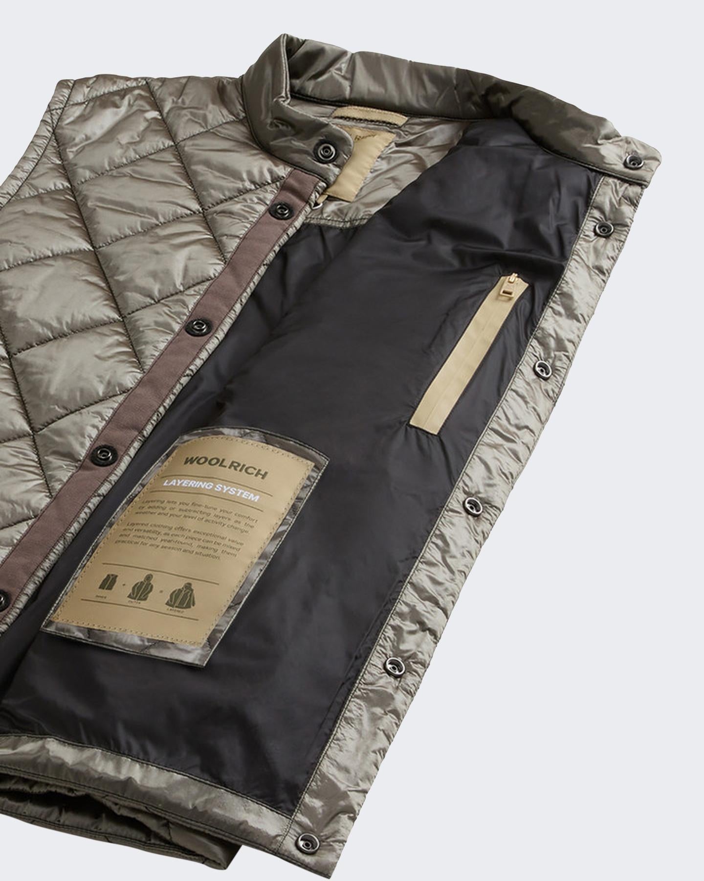 Heren Black Yarn Nylon Vest Grijs