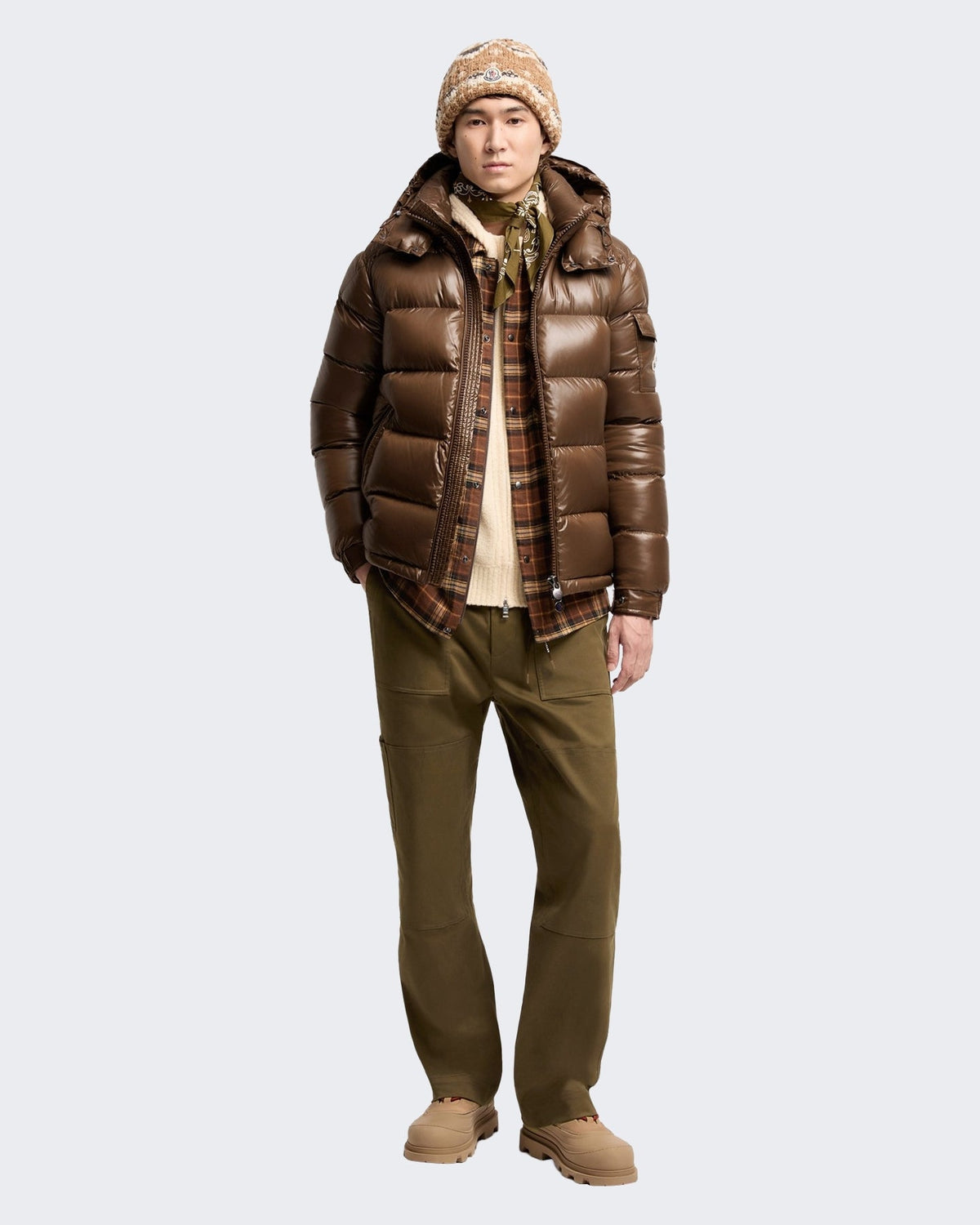 Moncler Heren Moncler_maya Jacket-L20911a53600 68950-Brown Bruin - Eleganza.nl