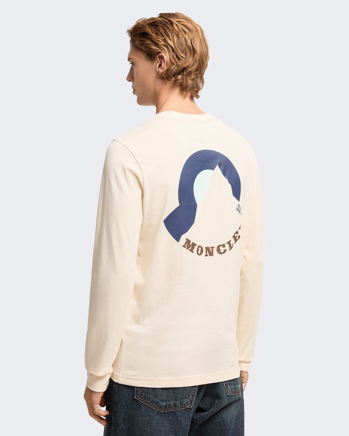 Moncler Heren T-shirt lange mouw Creme - Eleganza.nl