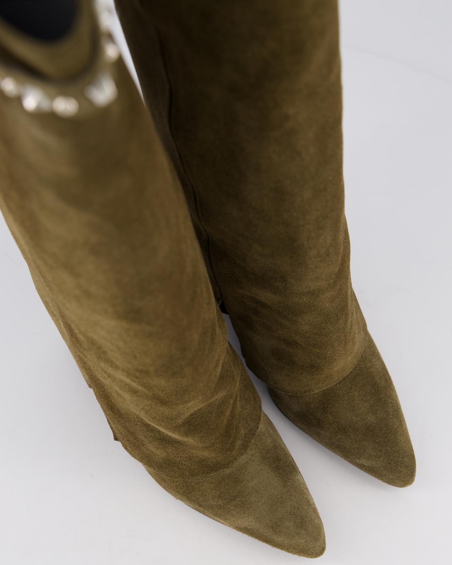 Dames Studded Leather Wedge Boot
