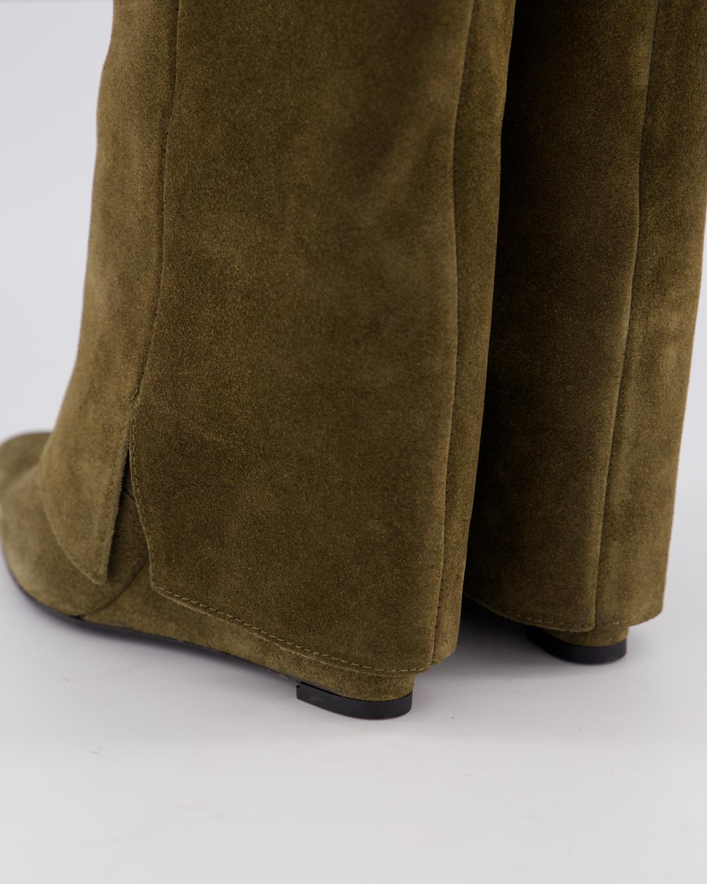 Dames Studded Leather Wedge Boot