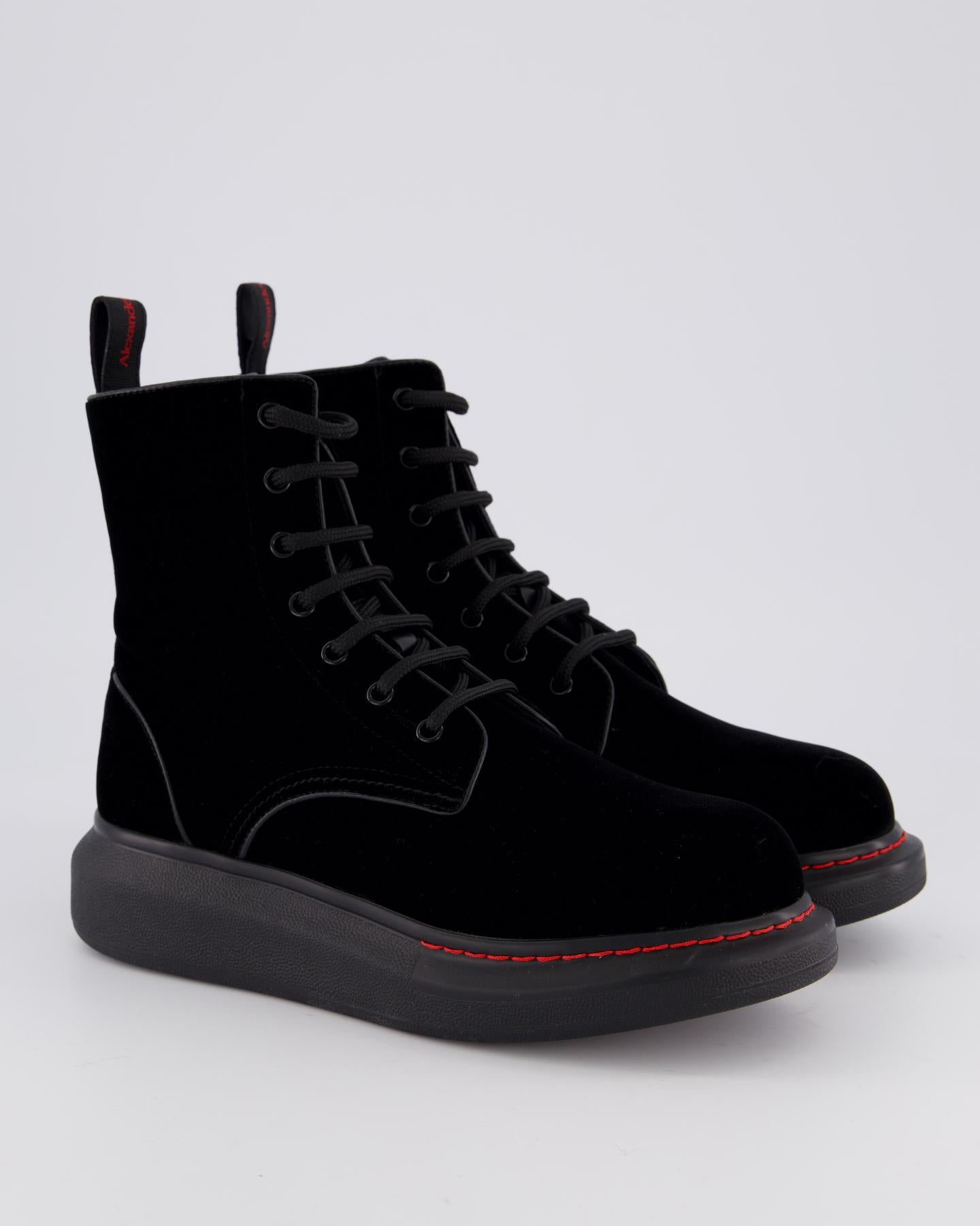Dames Hybrid Lace up Velvet Zwart