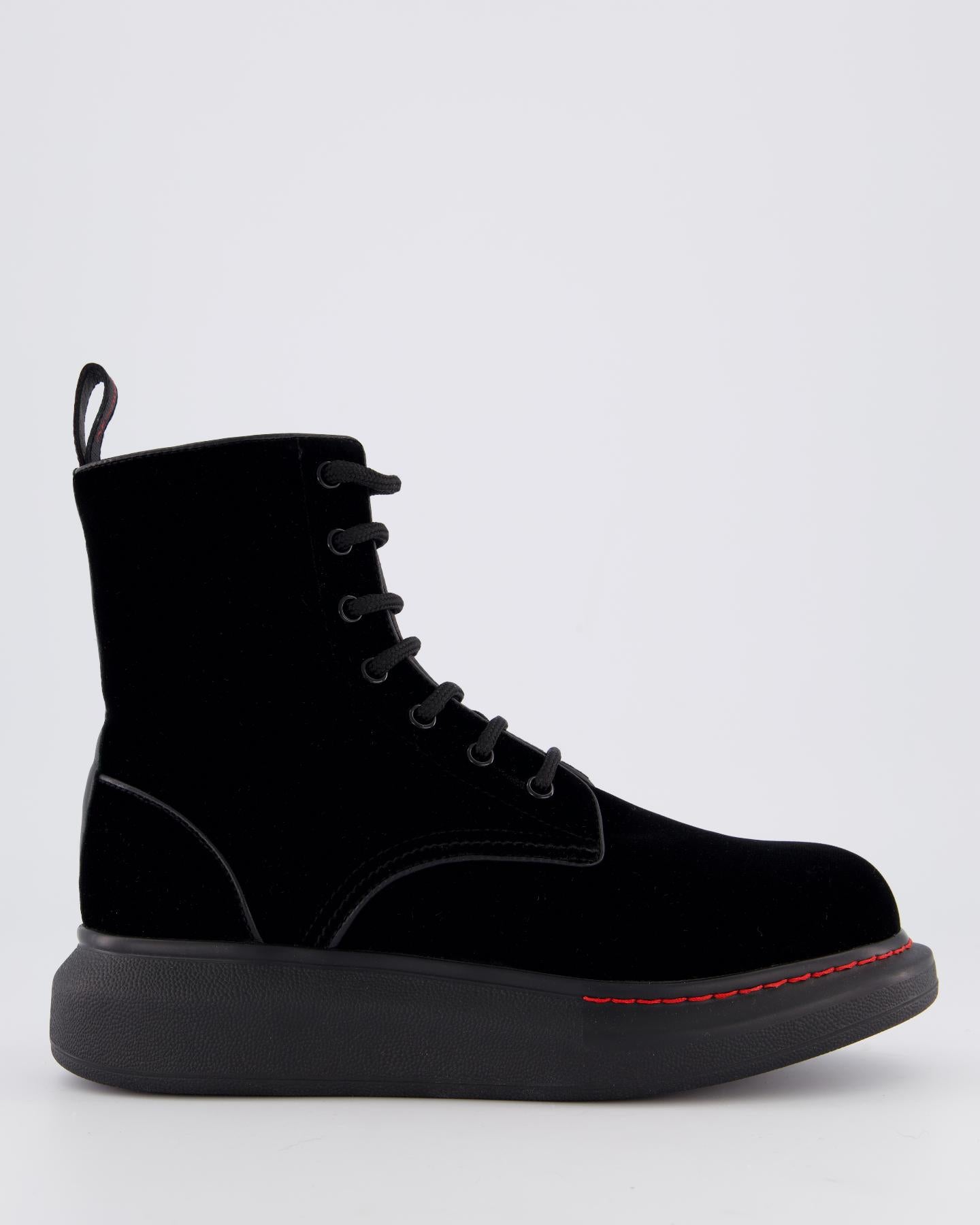 Dames Hybrid Lace up Velvet Zwart