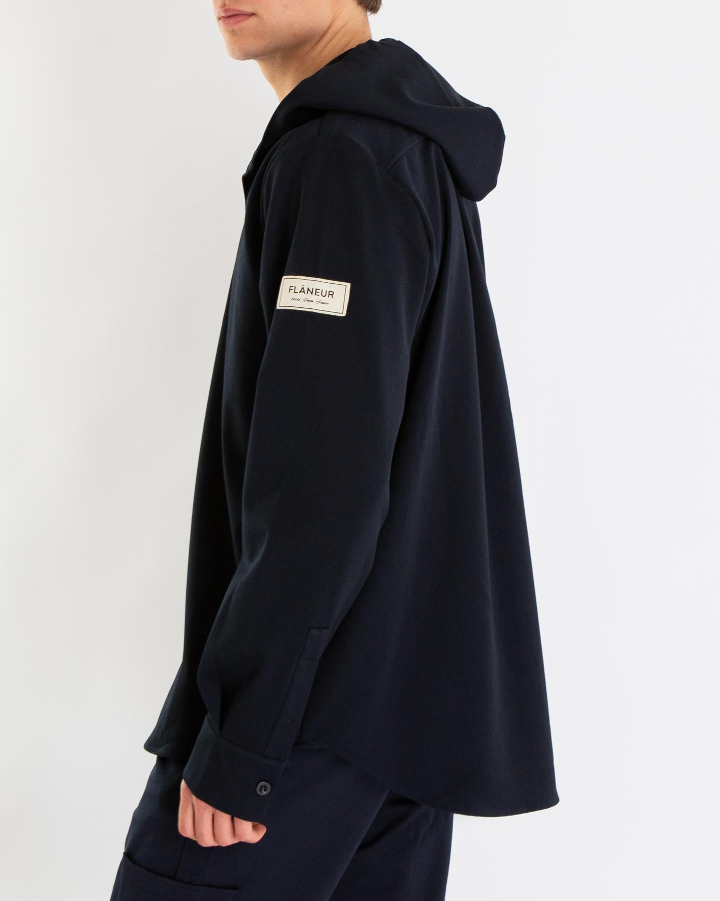 Heren Atelier Hooded Shirt Blauw