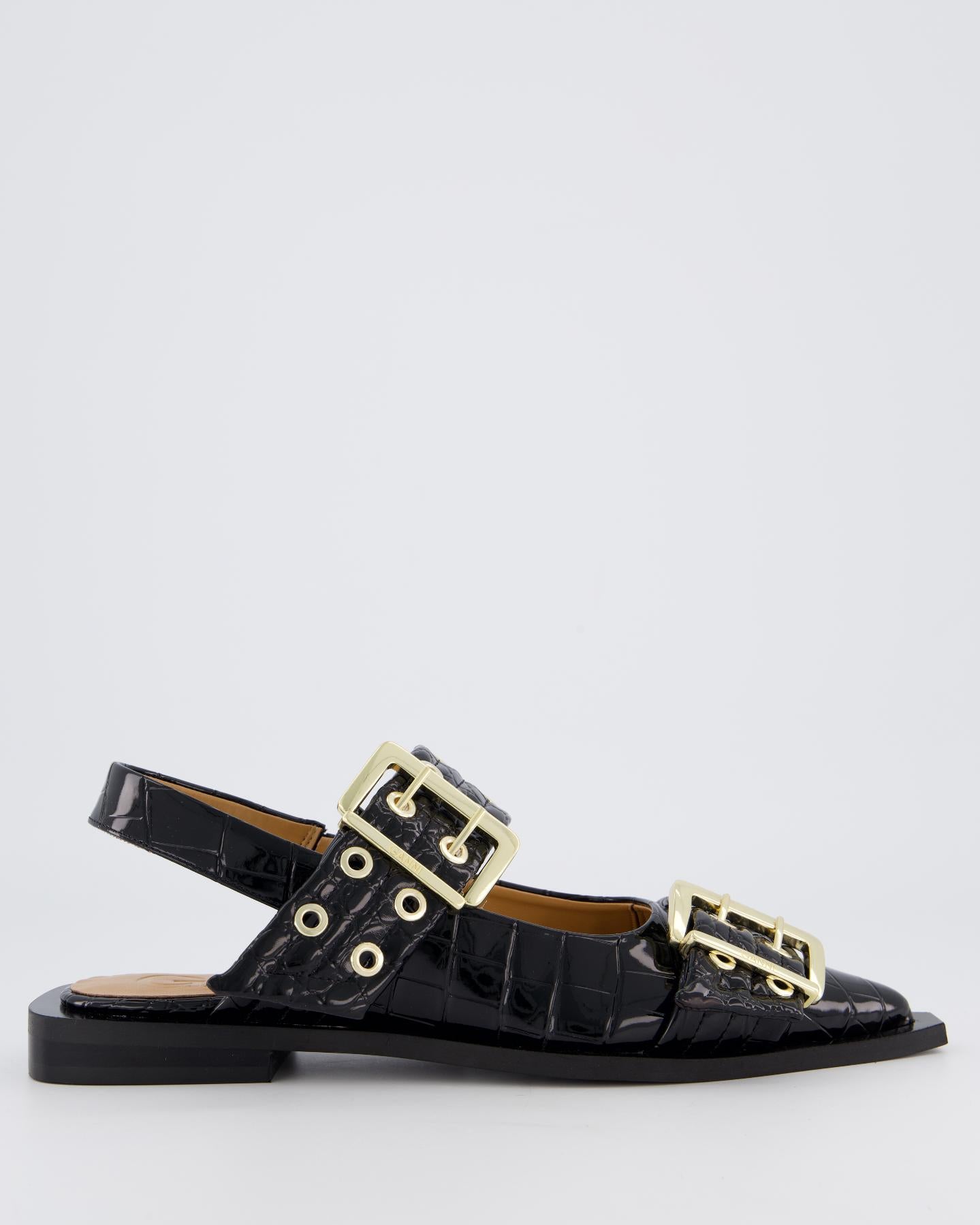 Dames Chunky Buckle Ballerina Croco