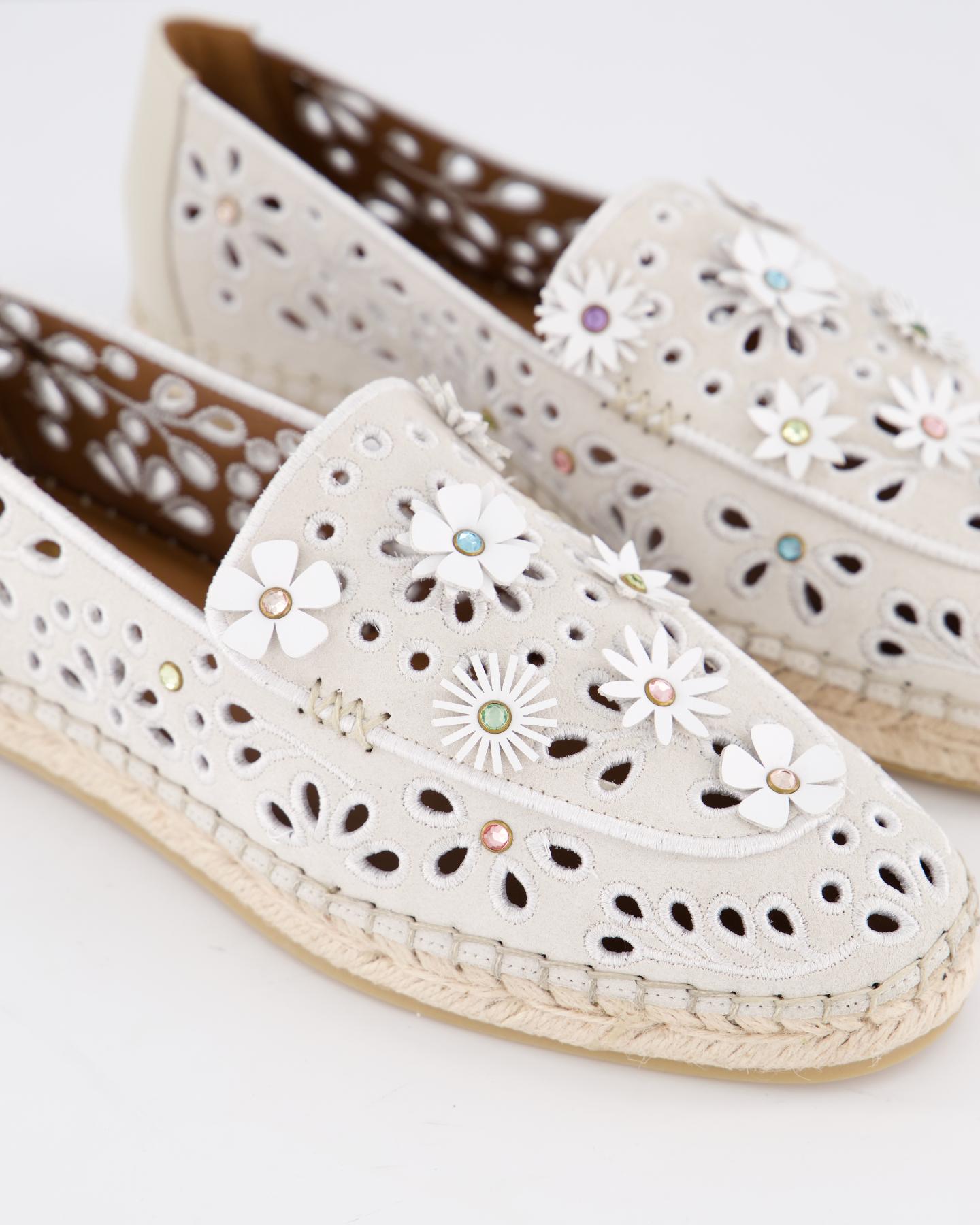 Dames Flower Espadrille Loafer Beige